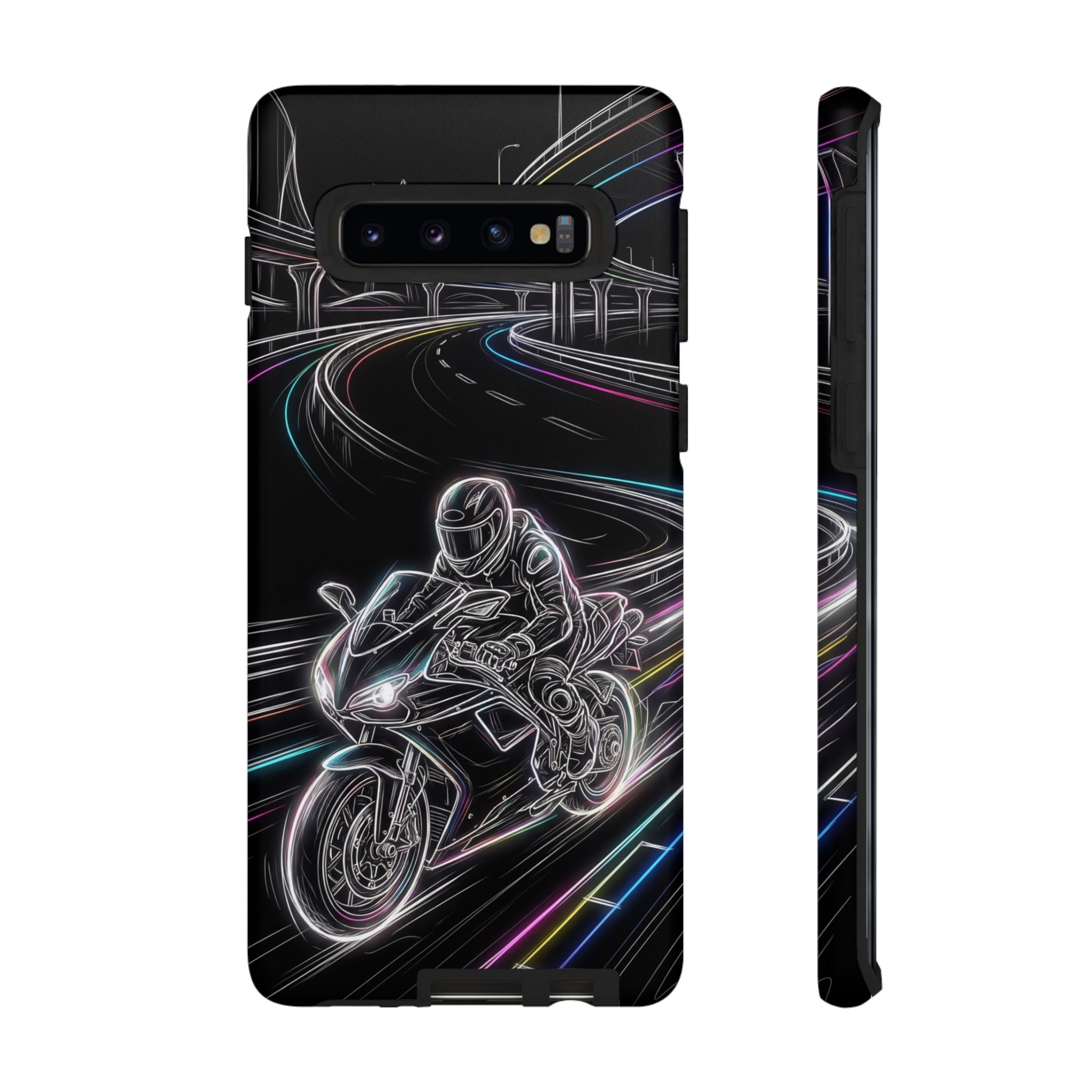 Neon Night Rider Samsung Galaxy Phone Case | Motorcycle Racing Protective Cover