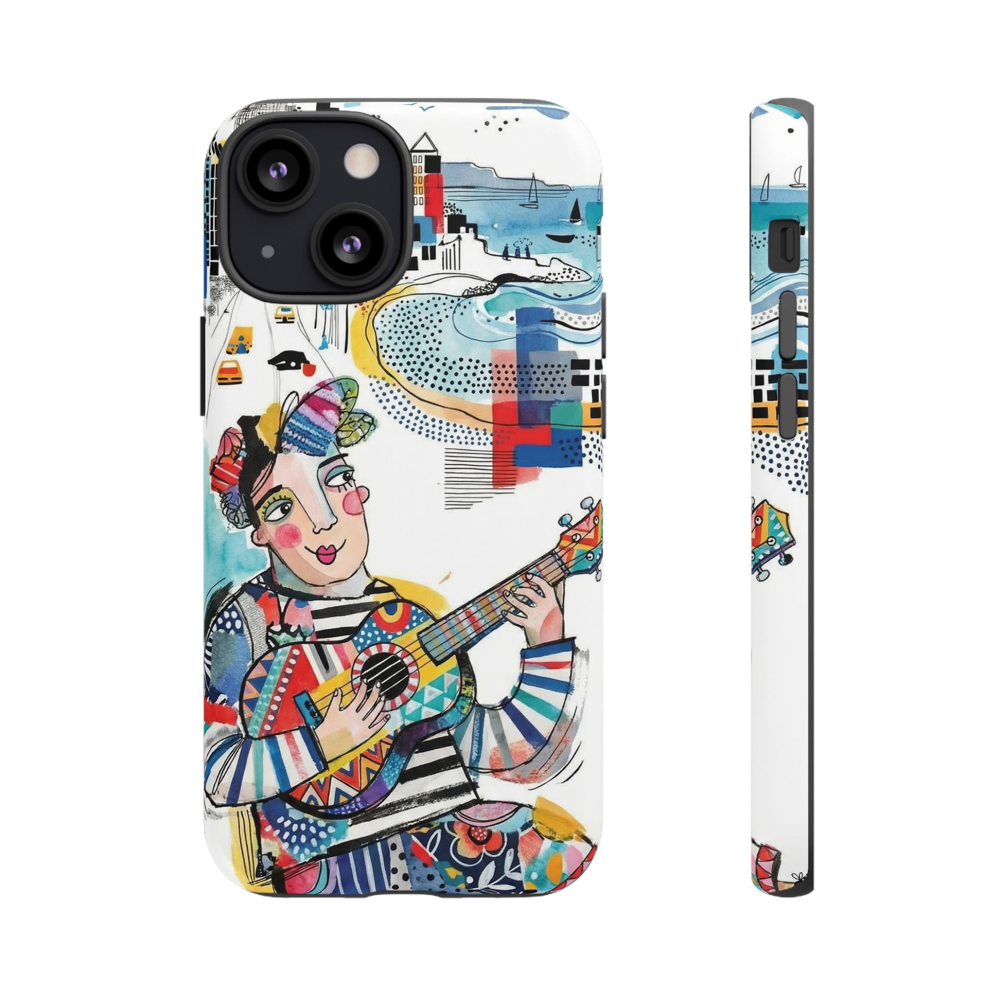 Artistic Musician iPhone Case | Colorful Guitar Cityscape Tough Case