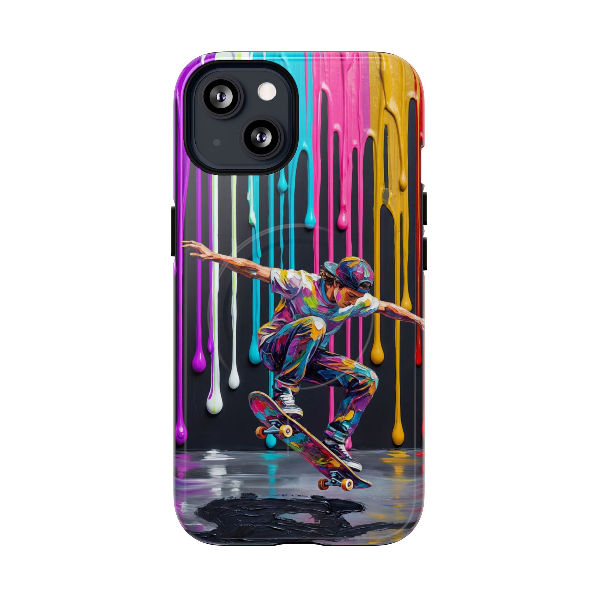 Colourful Drip Art Skateboarder Splash MagSafe iPhone Case