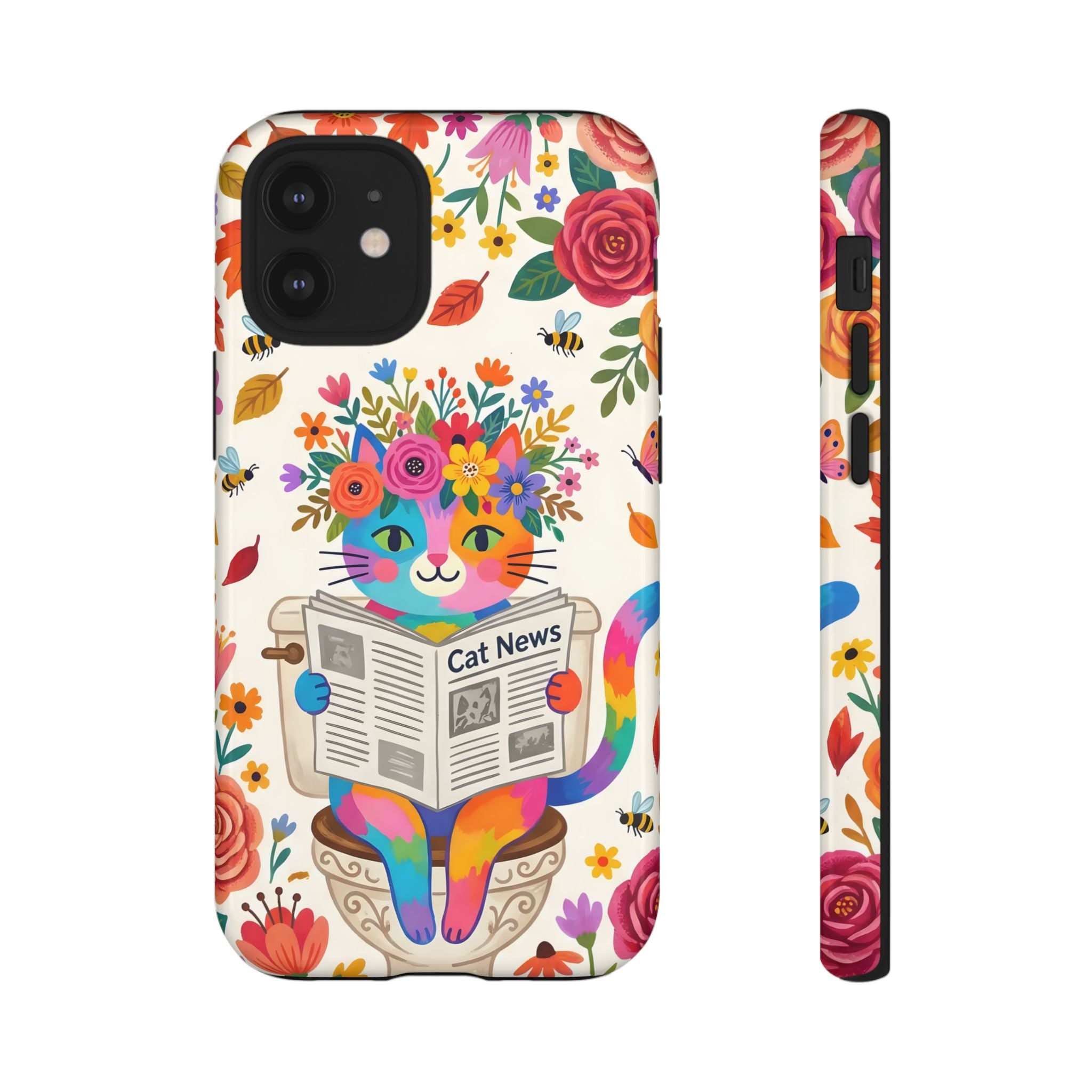 Floral Rainbow Cat iPhone Case | Cat News Design