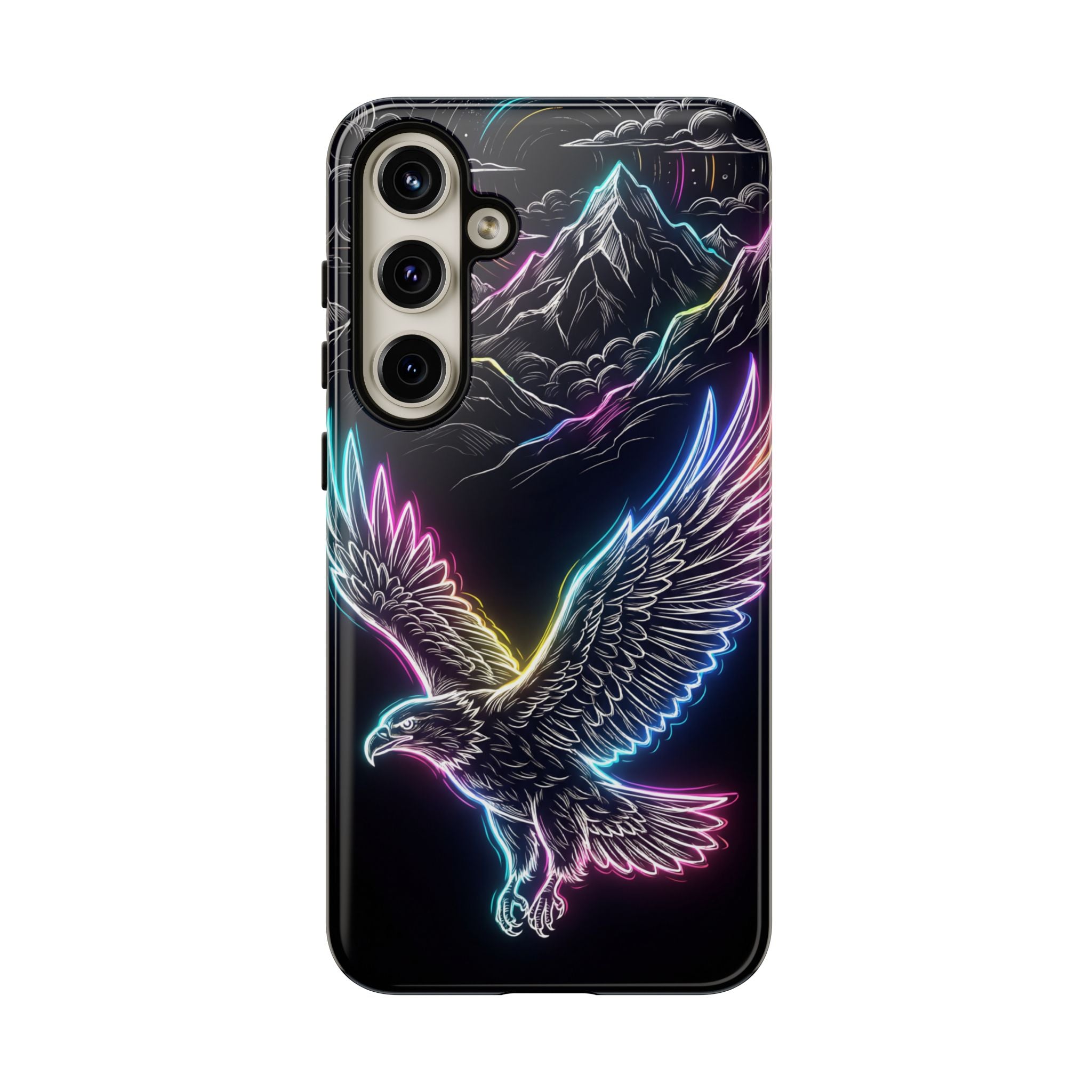 Neon Eagle Samsung Galaxy Phone Case with Mountain Design