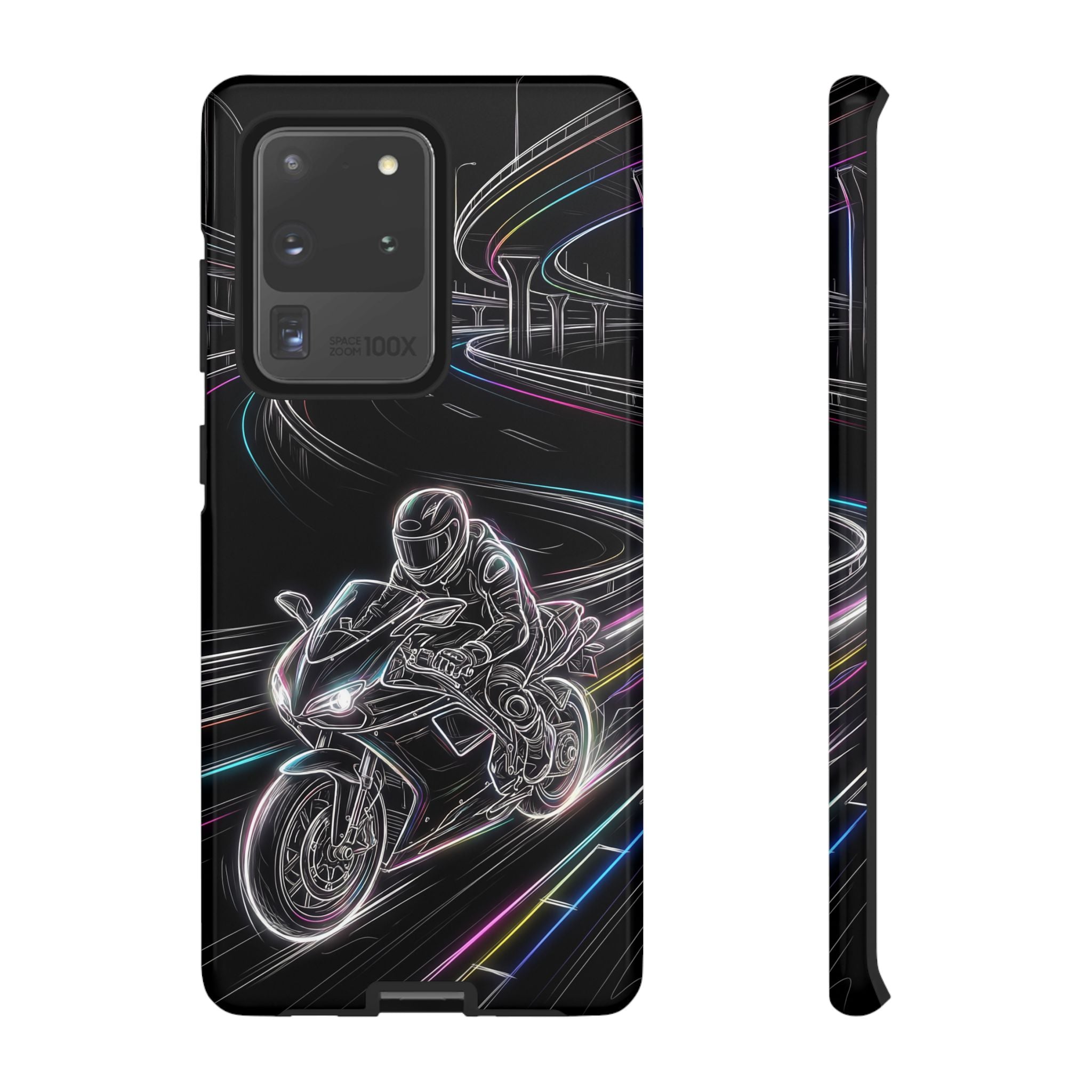 Neon Night Rider Samsung Galaxy Phone Case | Motorcycle Racing Protective Cover