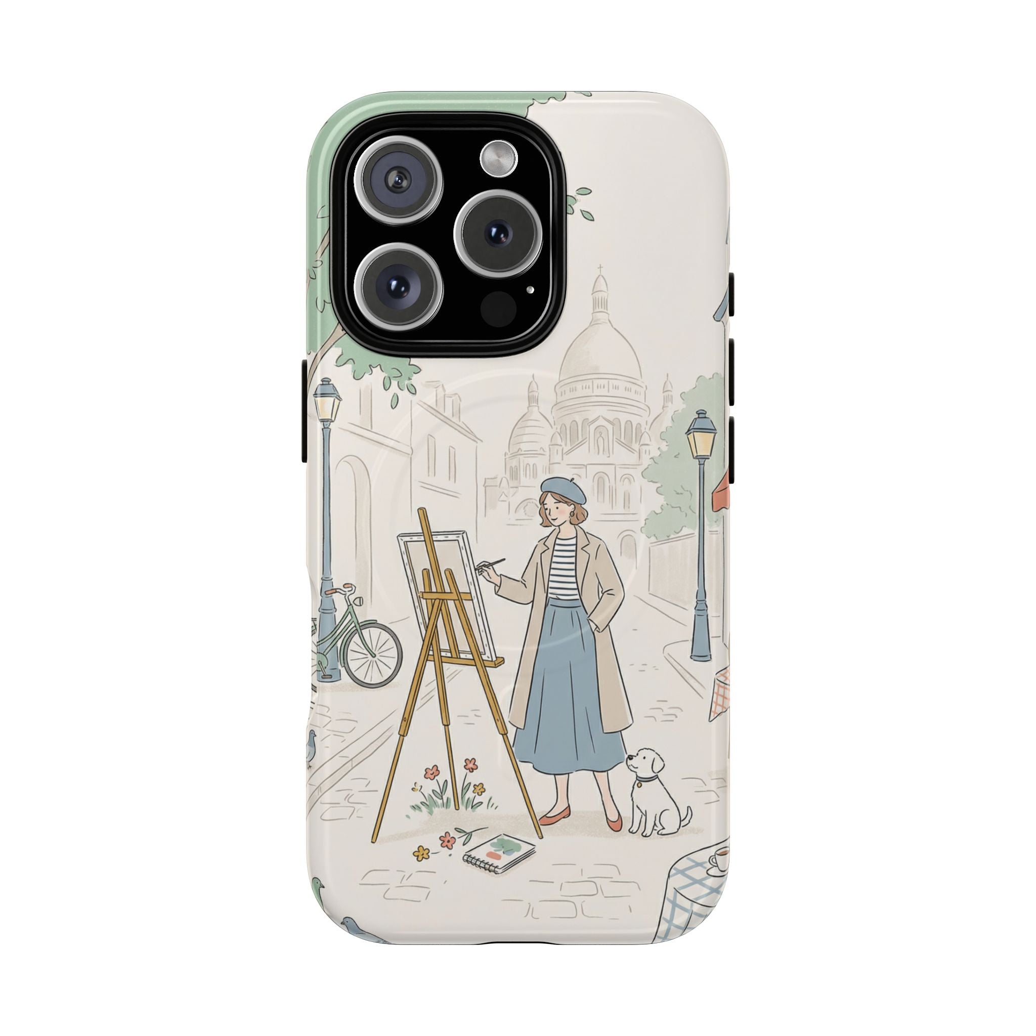 Artist in Paris MagSafe iPhone Case | Vintage Painter Street Scene Protective Cover