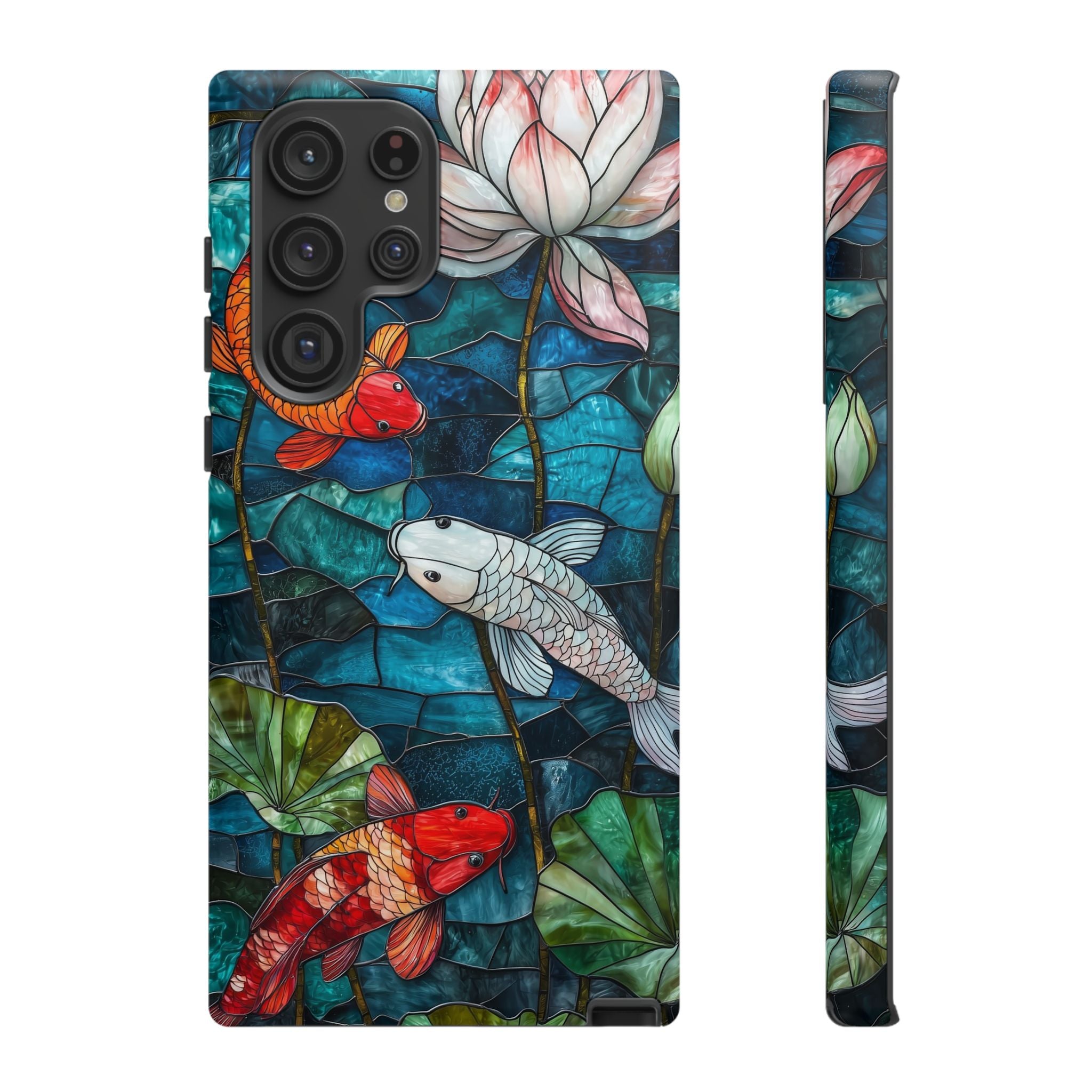 Koi Pond Tough Samsung Galaxy Case — Stained Glass Lotus & Koi Design