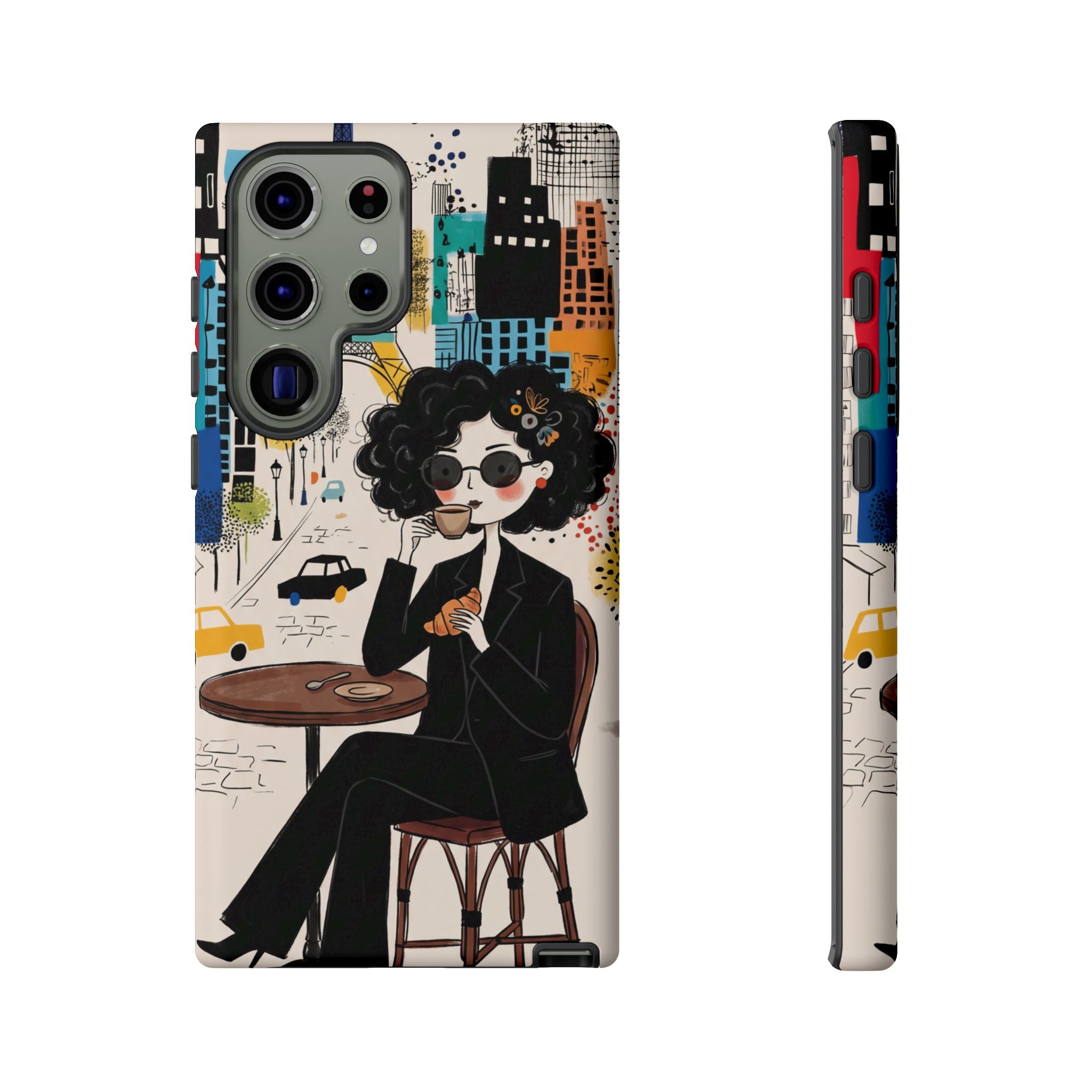 Paris Cafe Chic Samsung Galaxy Phone Case | Stylish Woman Illustration iPhone Cover
