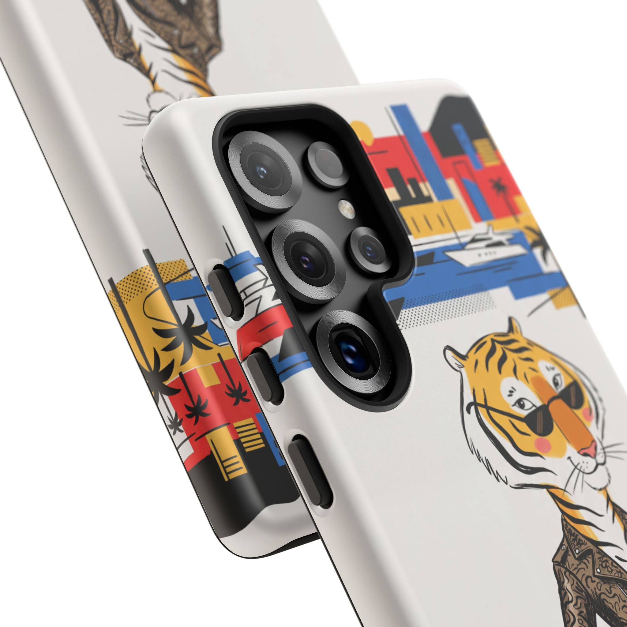 Stylish Tiger with Sports Car Illustration Samsung Galaxy Phone Case