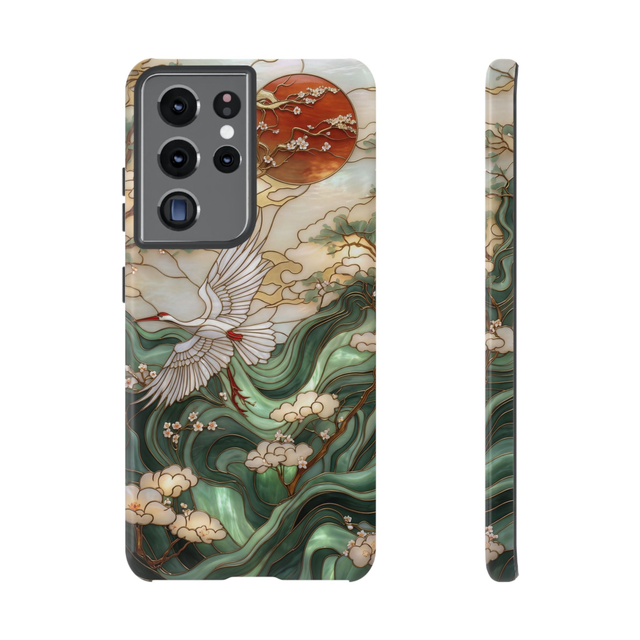 Cranes & Waves Protective Samsung Galaxy Case | Japanese-Inspired Art Phone Cover