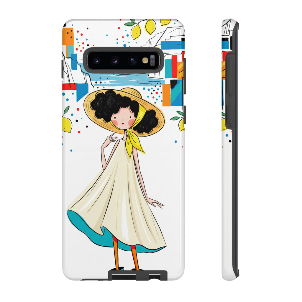 Cute Summer Girl Samsung Galaxy Phone Case | Whimsical Coastal Illustration Protective Case