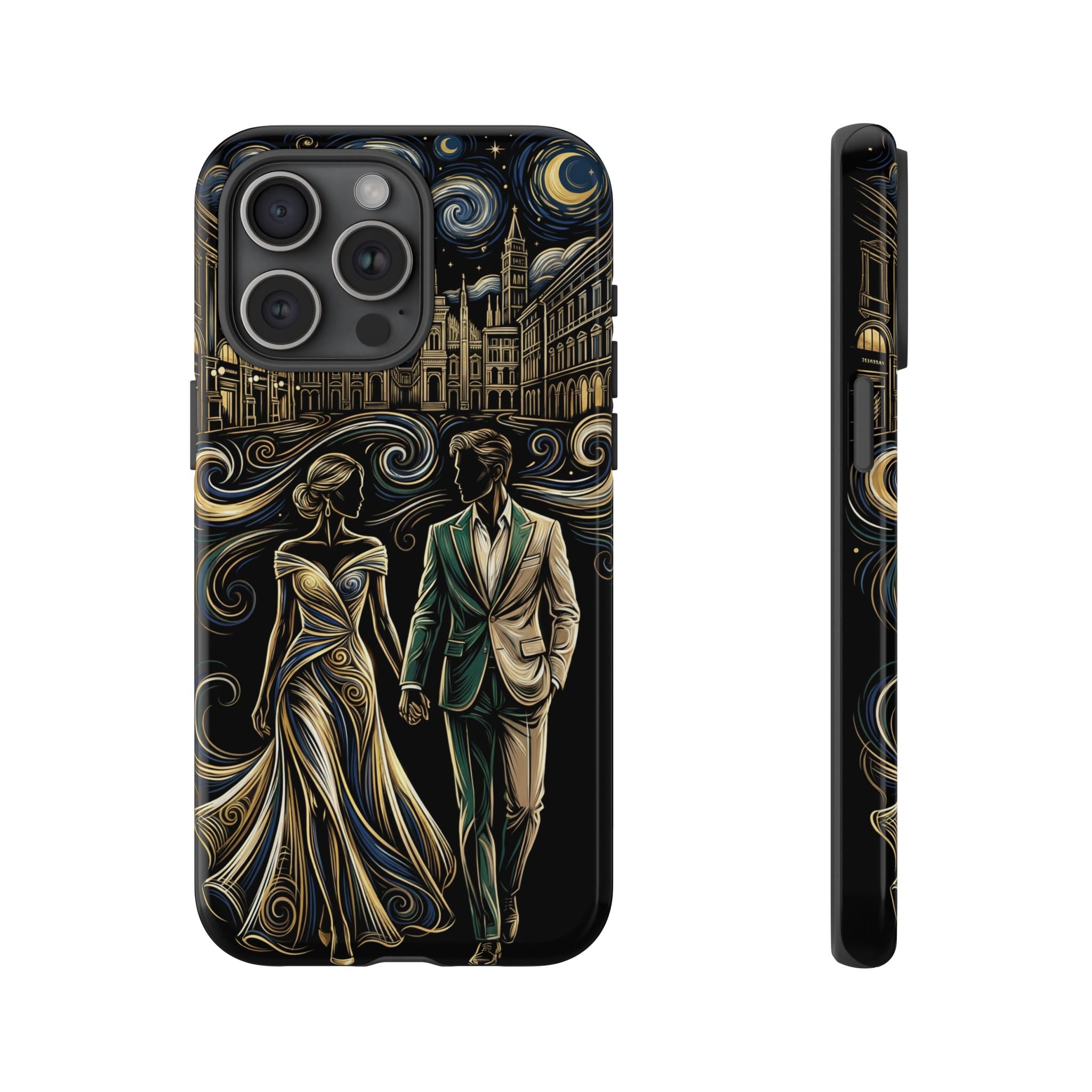 Romantic Night Walk iPhone Case | Elegant Couple Art