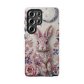 Floral Moon Rabbit Tough Samsung Galaxy Phone Case | Pink Boho Bunny Protective Cover