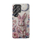 Floral Moon Rabbit Tough Samsung Galaxy Phone Case | Pink Boho Bunny Protective Cover