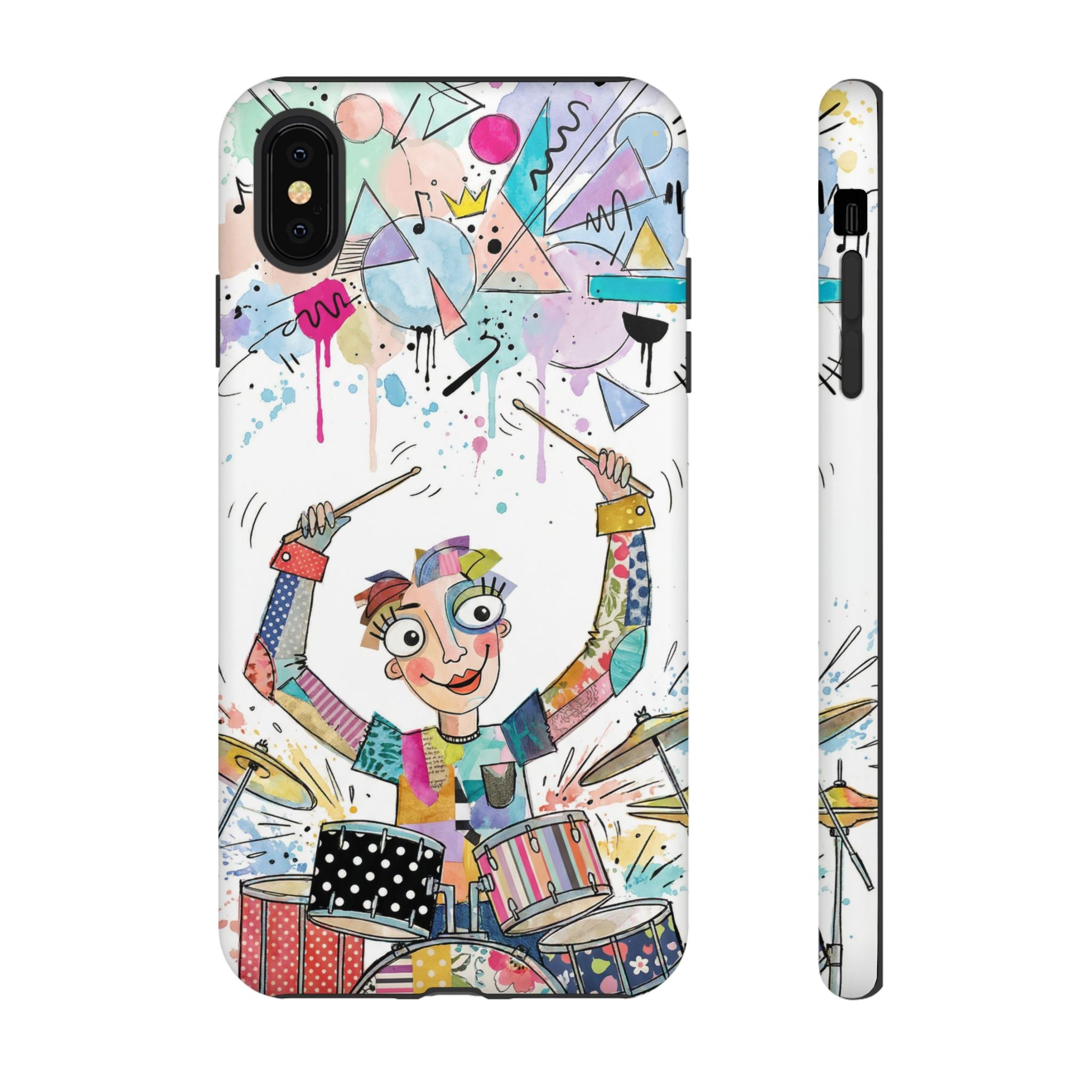 Drummer Boy iPhone Case | Colorful Cartoon Drum Kit Protective Cover