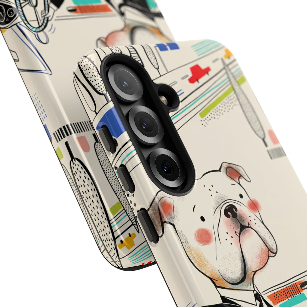Bulldog Driver Samsung Galaxy Phone Case | Cute Retro Dog Illustration