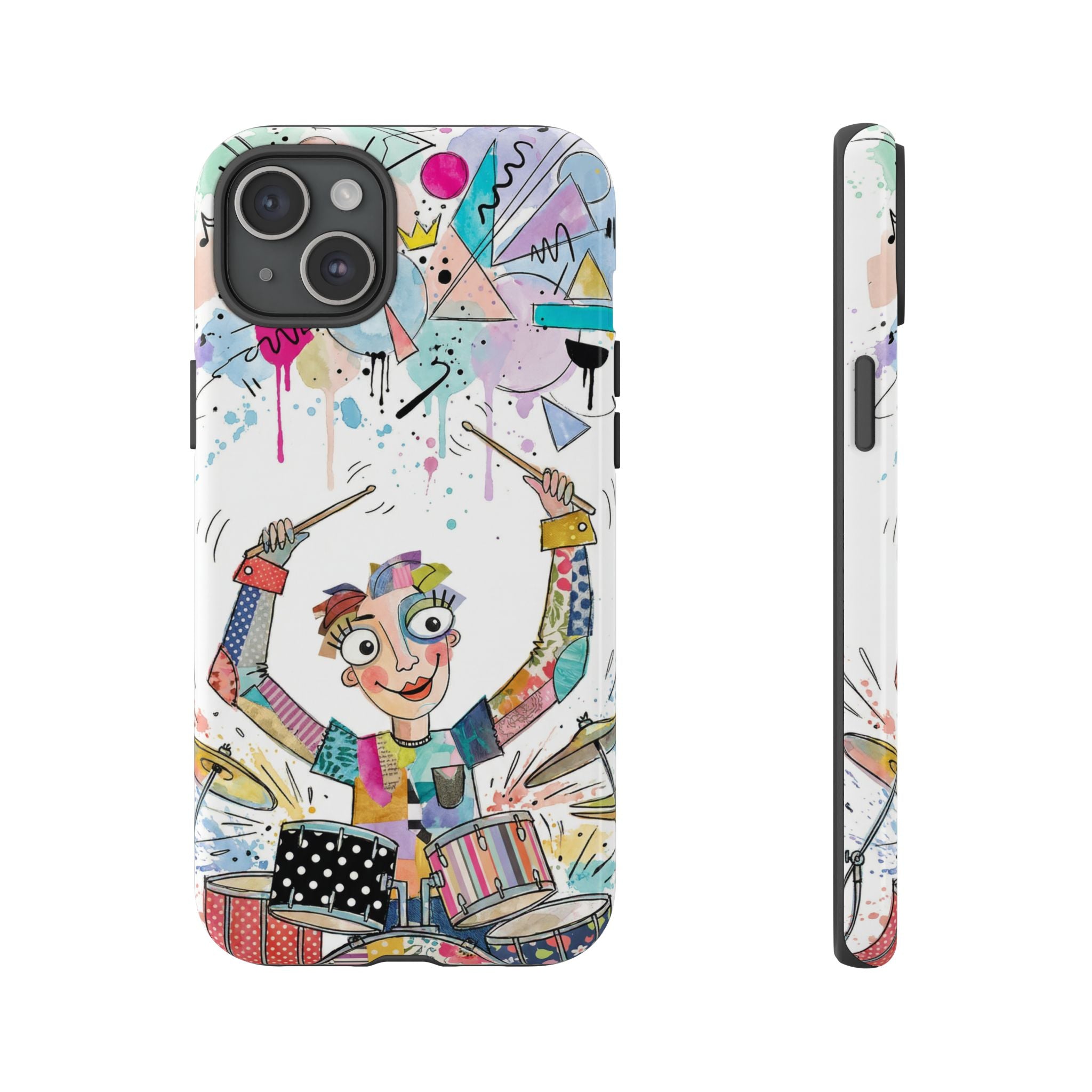 Drummer Boy iPhone Case | Colorful Cartoon Drum Kit Protective Cover