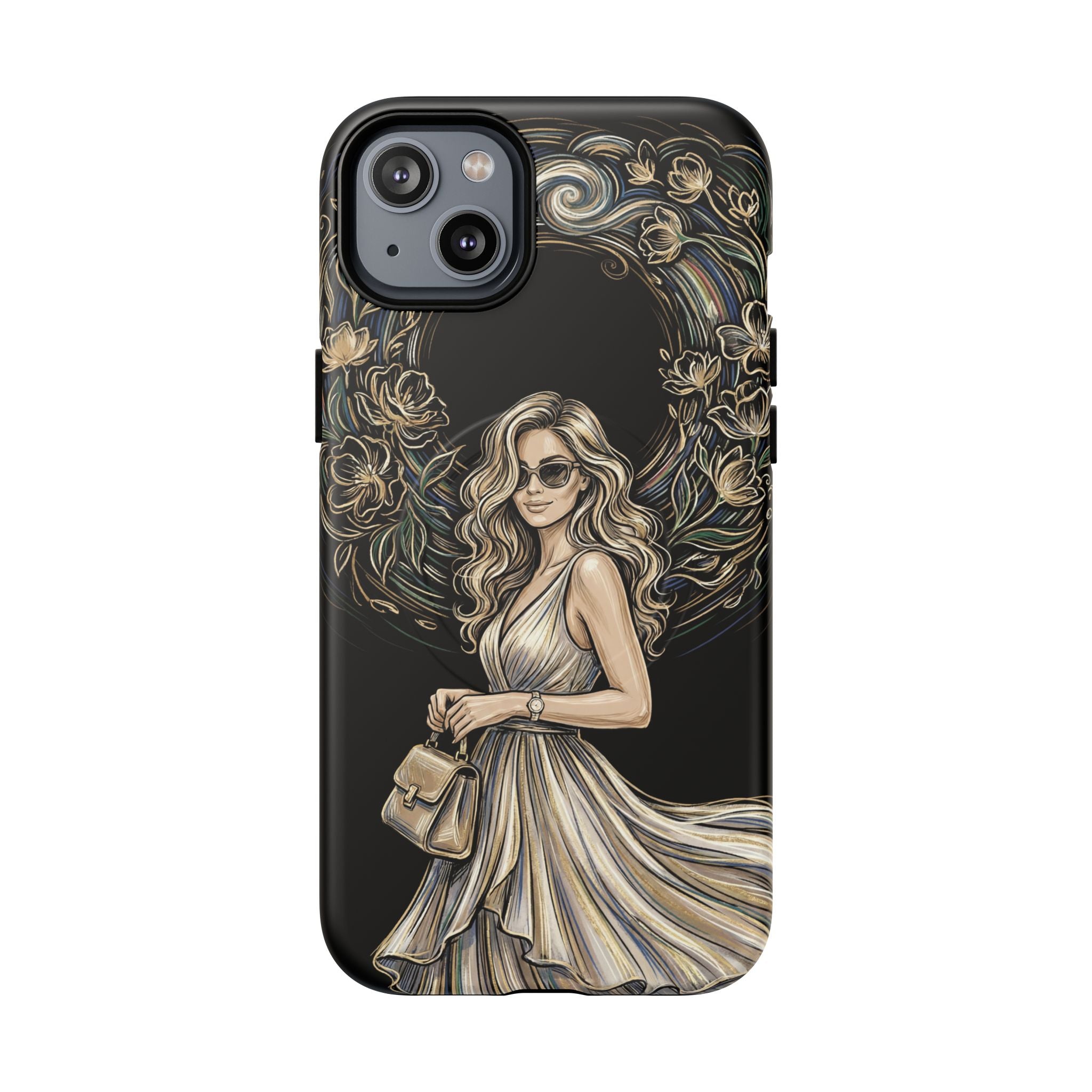 Stylish Woman Floral Wreath Tough MagSafe iPhone Case