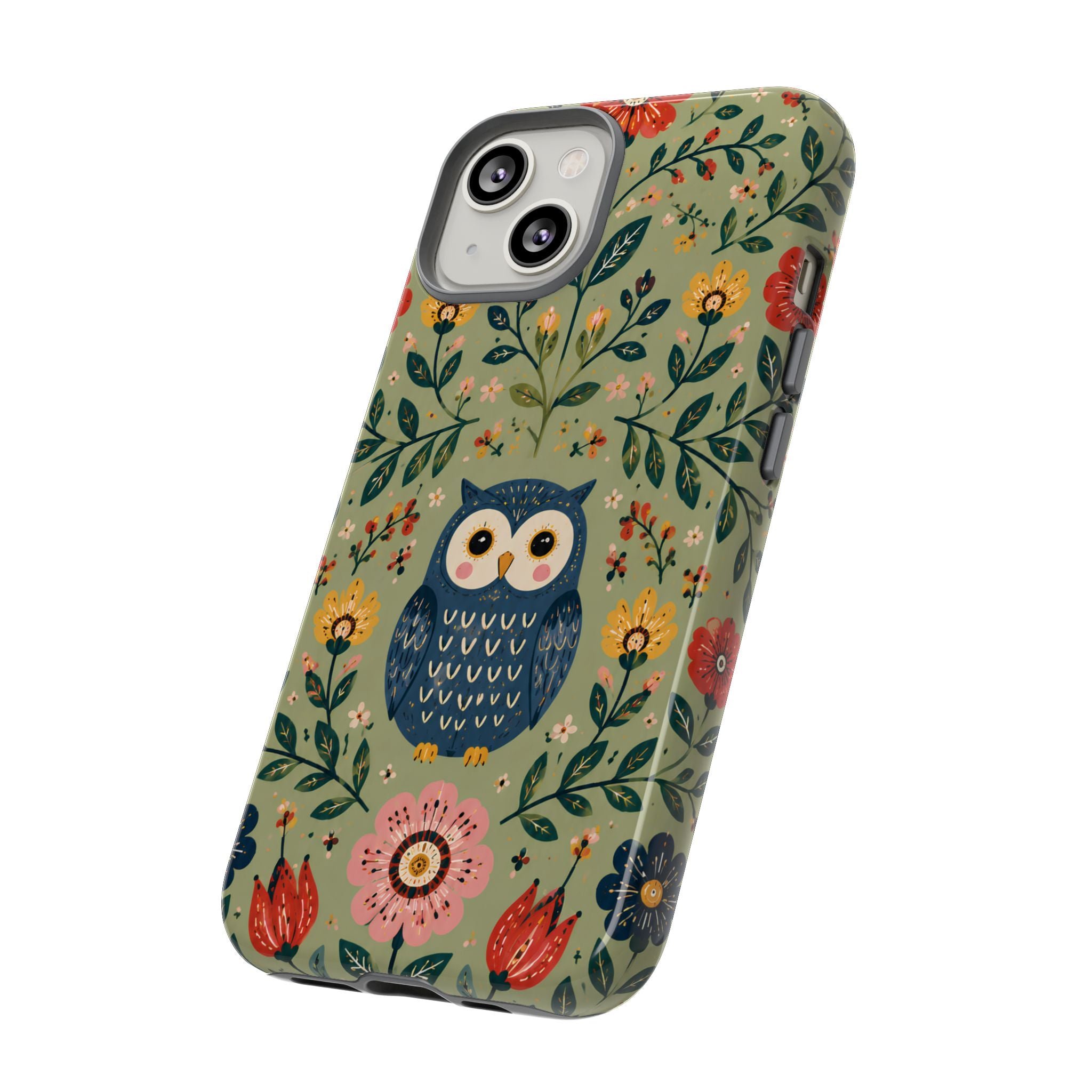 Floral Owl Tough iPhone Case | Cute Botanical Protective Cover
