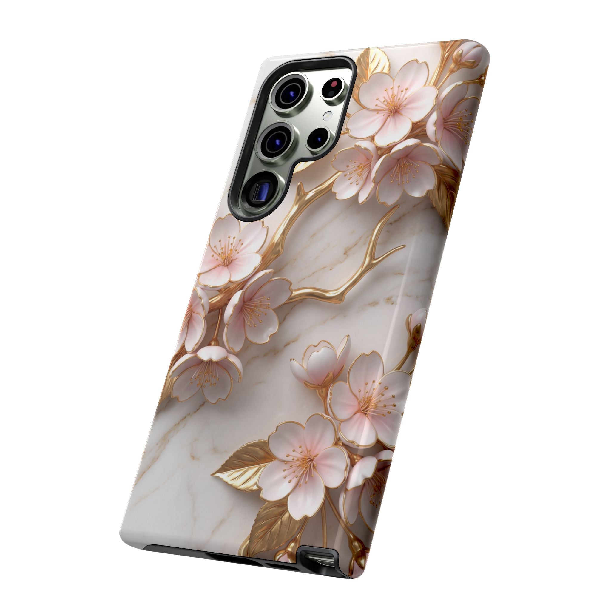 Floral Marble Samsung Galaxy Case — Sakura Gold Cherry Blossom Tough Case