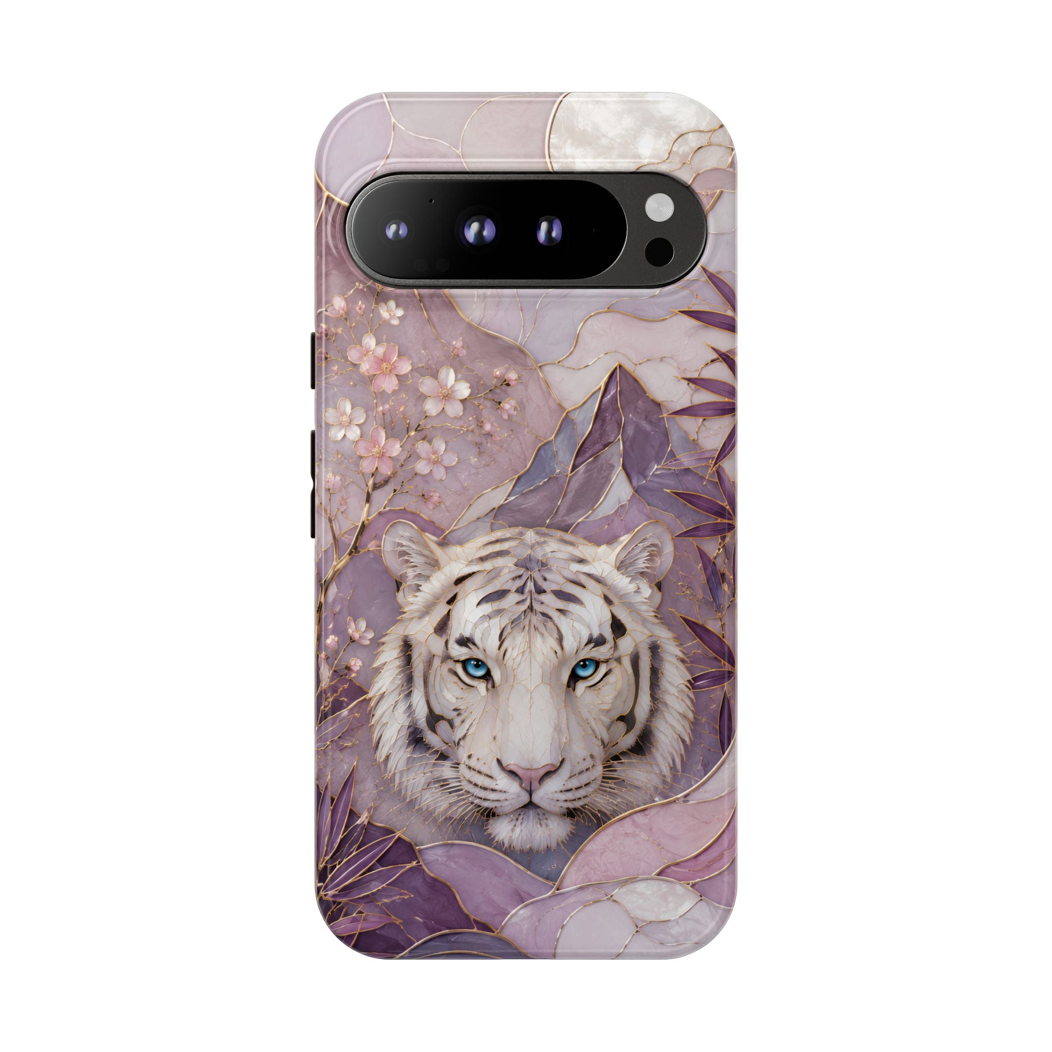 White Tiger Google Pixel Phone Case | Cherry Blossom Art Cover