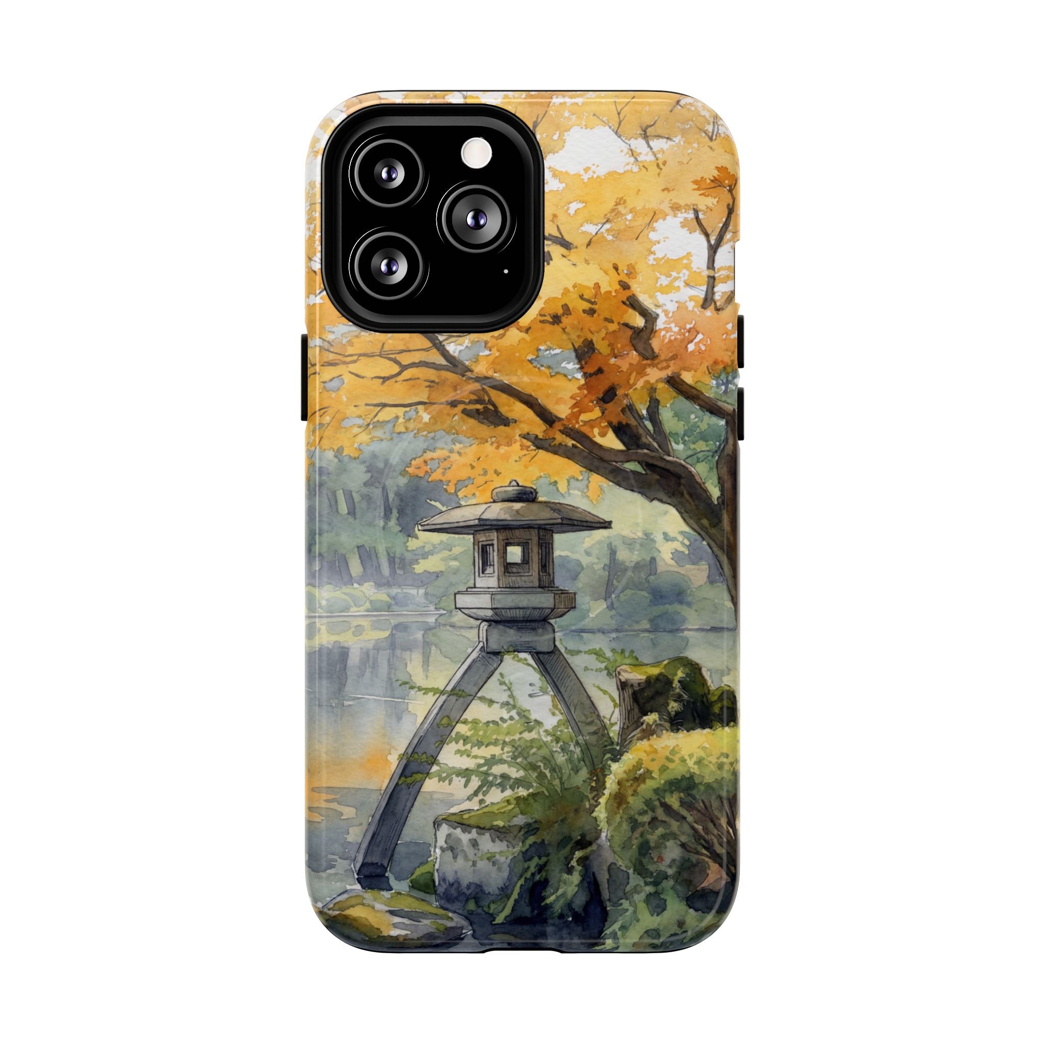 Autumn Japanese Garden MagSafe iPhone Case | Scenic Lantern Fall