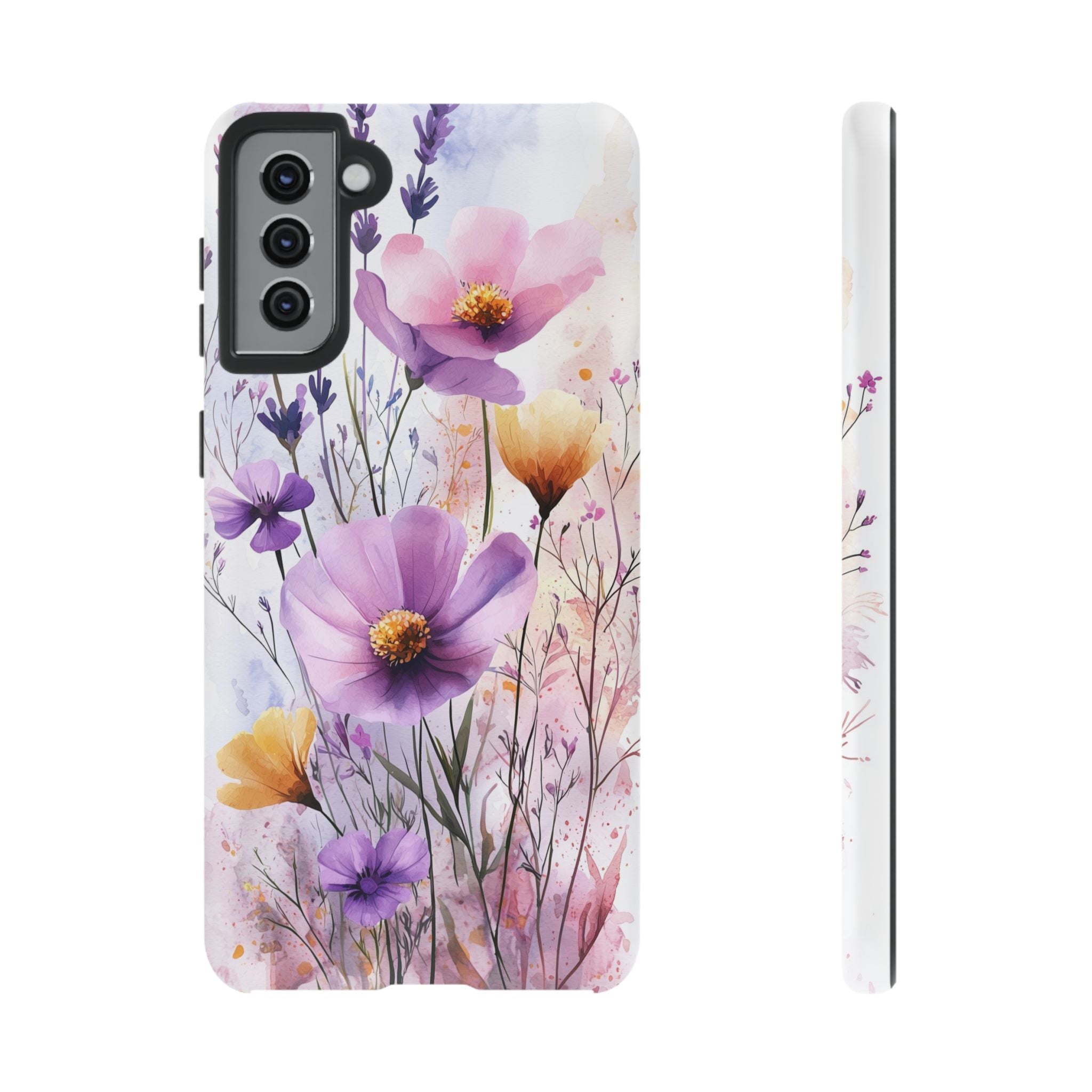 Floral Watercolour Tough Samsung Galaxy Case | Purple & Yellow Wildflowers