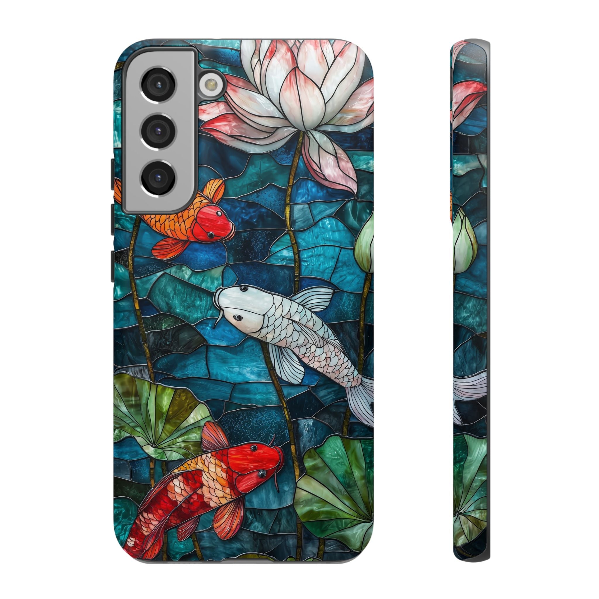 Koi Pond Tough Samsung Galaxy Case — Stained Glass Lotus & Koi Design