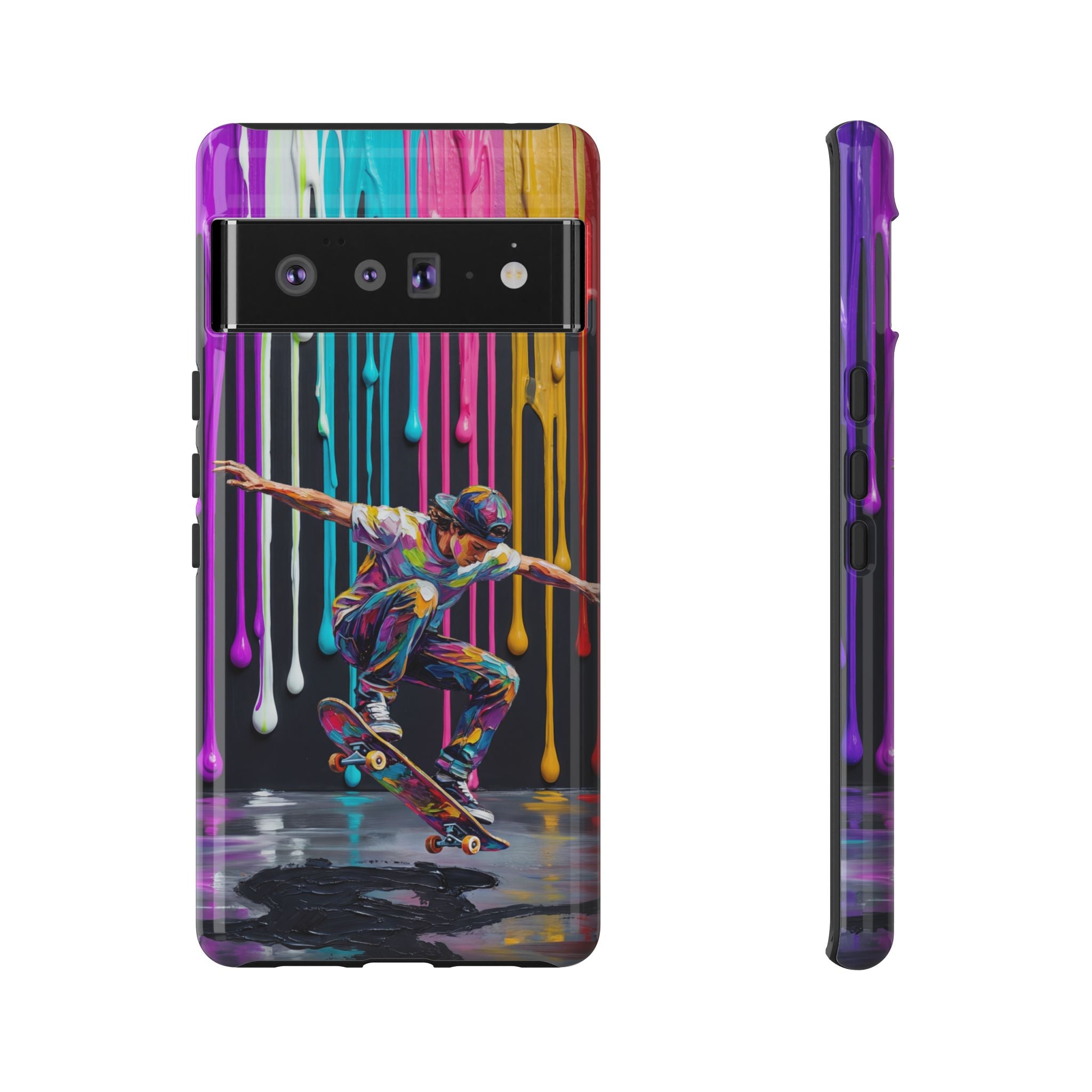 Colourful Drip Art Skateboarder Splash Google Pixel Phone Case