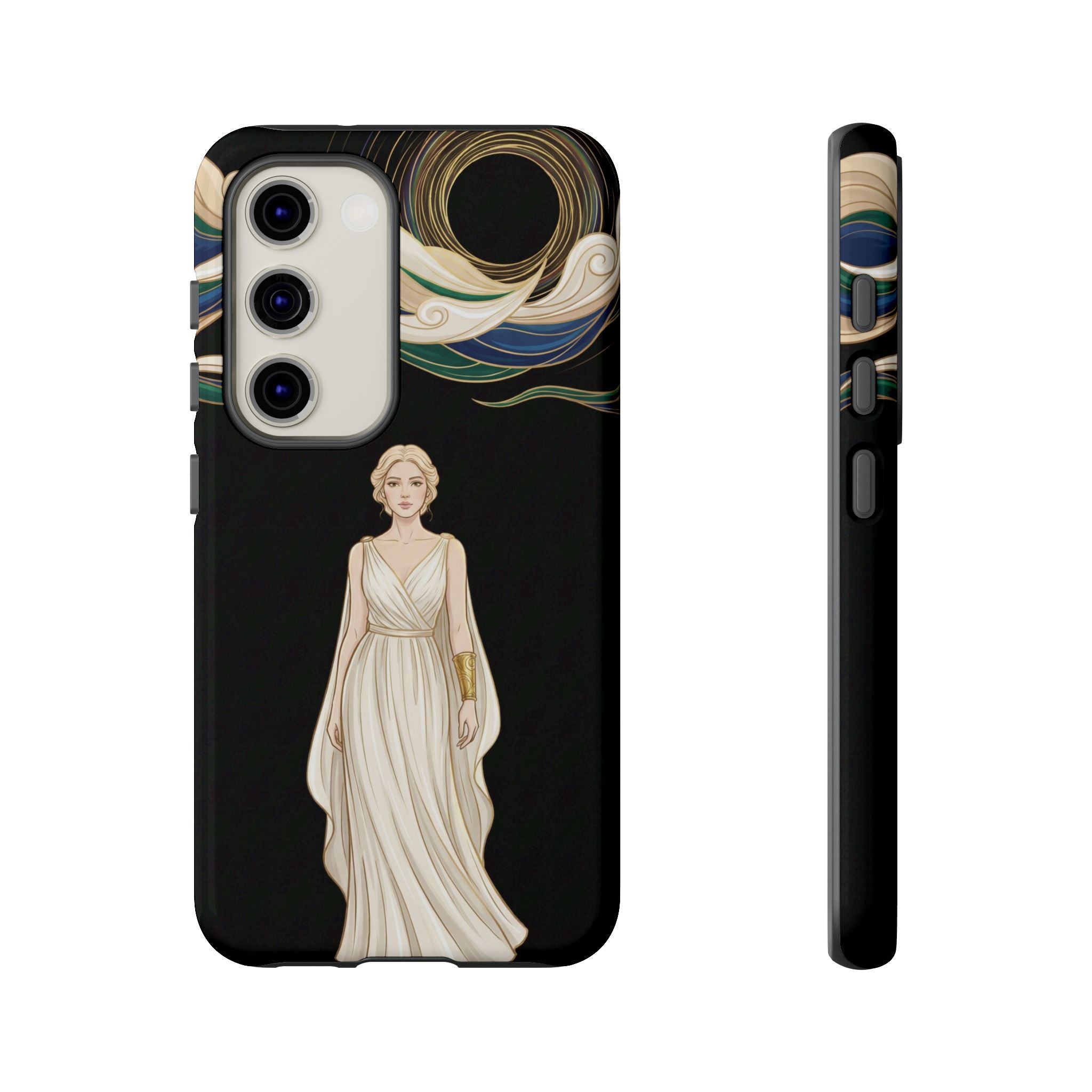 Art Nouveau Goddess Samsung Galaxy Phone Case | Elegant Woman Illustration on Black