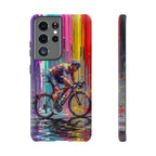 Cyclist Art Samsung Galaxy Phone Case | Colourful Drip Painting Tough Cases