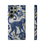 Cover per Samsung Galaxy Scimmia Zodiaco Cinese | Custodia protettiva Arte Porcellana Blu e Bianca | Regalo Anno della Scimmia