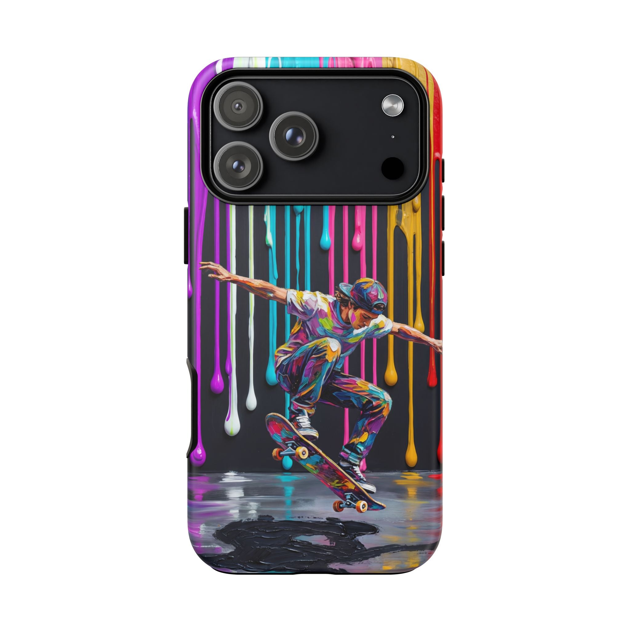 Colourful Drip Art Skateboarder Splash iPhone Case