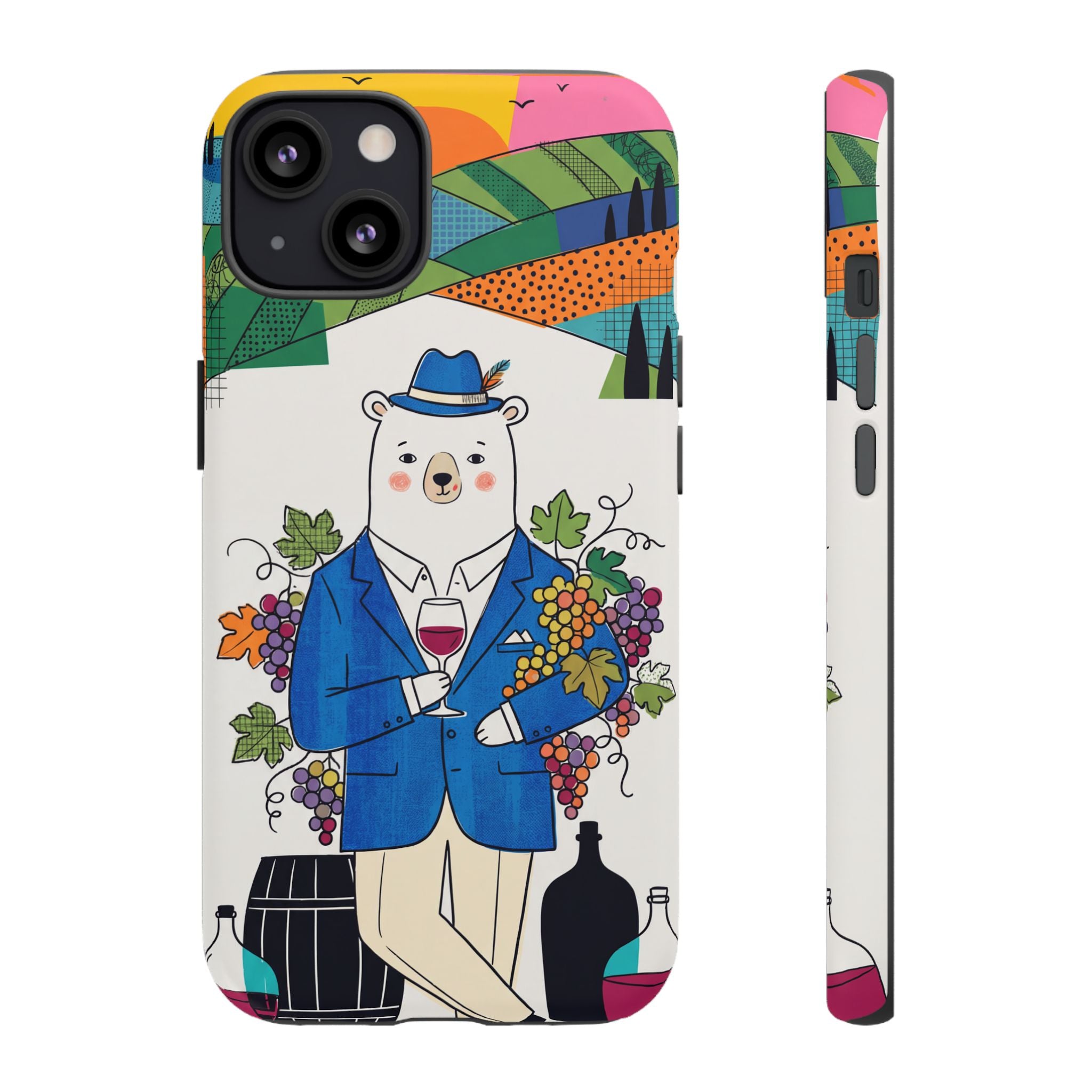 Dapper Polar Bear Wine Lover Illustrated Protective iPhone Case