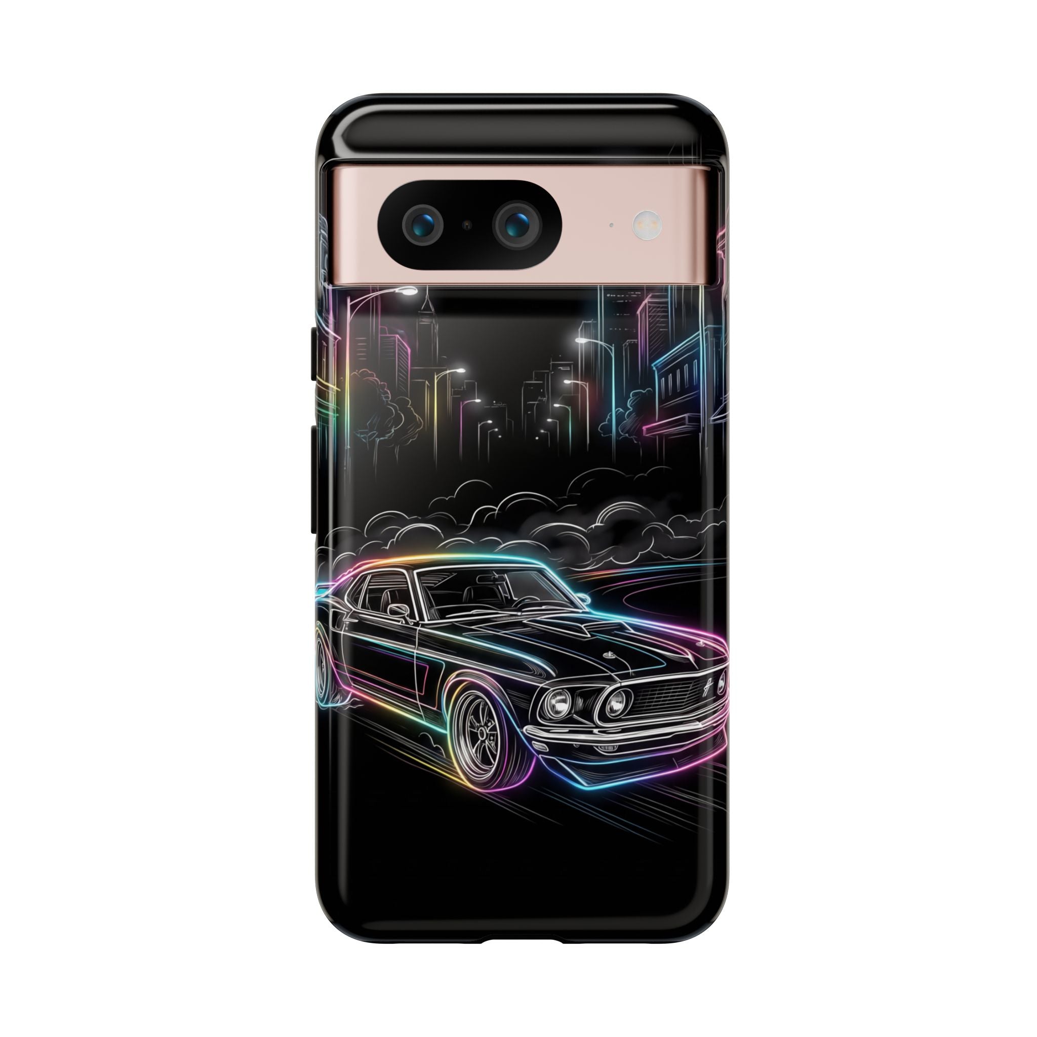 Neon Muscle Car Google Pixel Phone Case | Retro City Nightscape