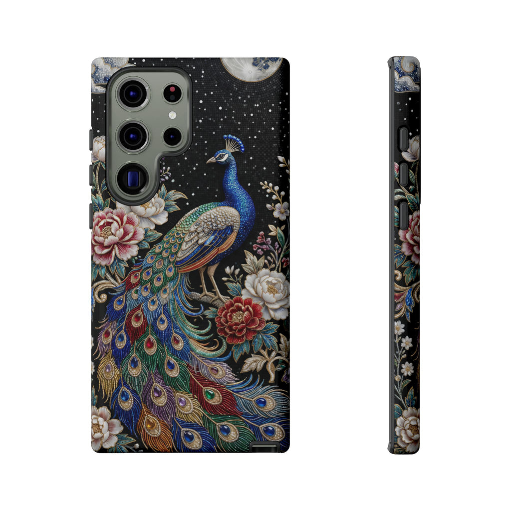 Peacock Moon Tough Samsung Galaxy Phone Case | Elegant Floral Phone Case