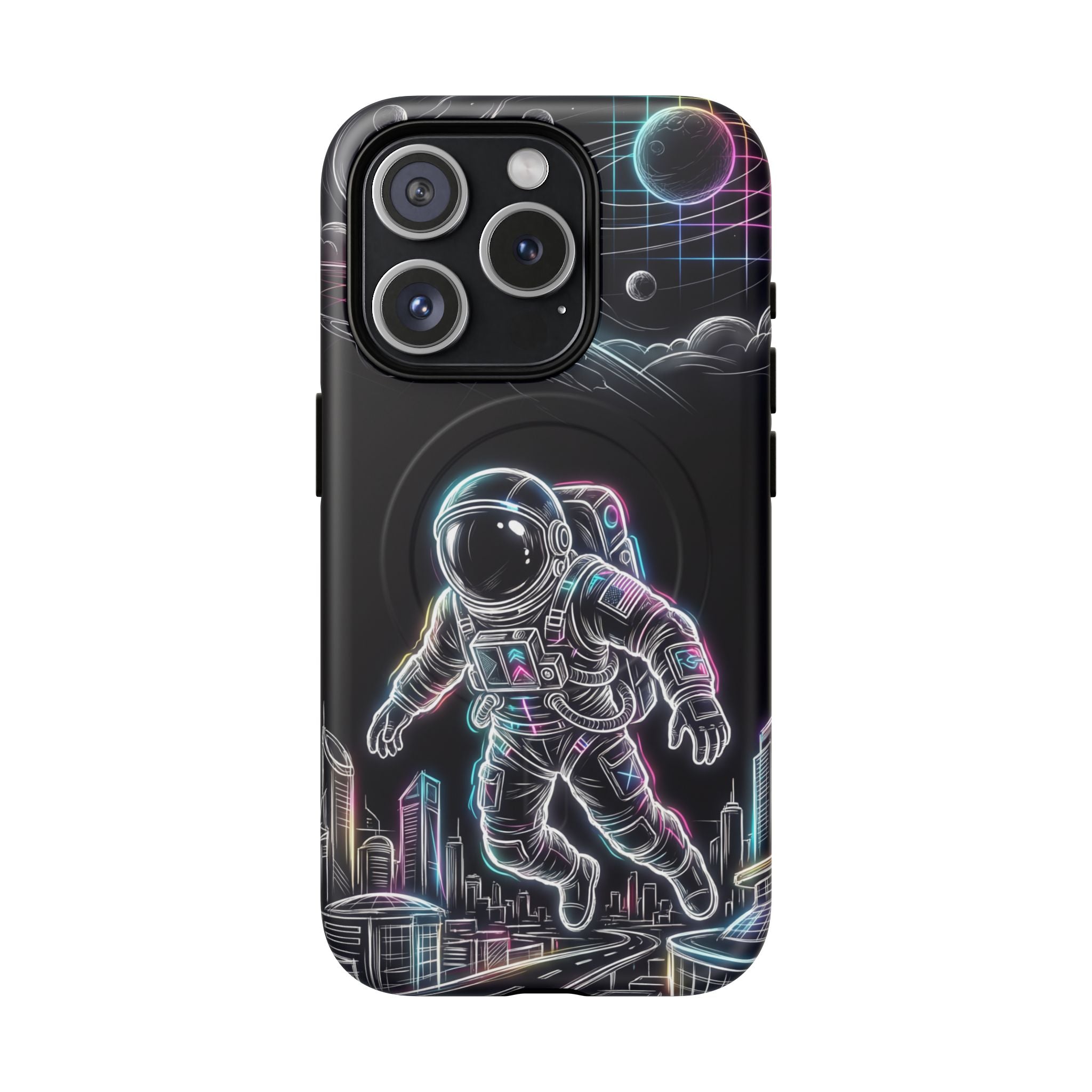 Space Explorer Astronaut NeonMagSafe iPhone Case