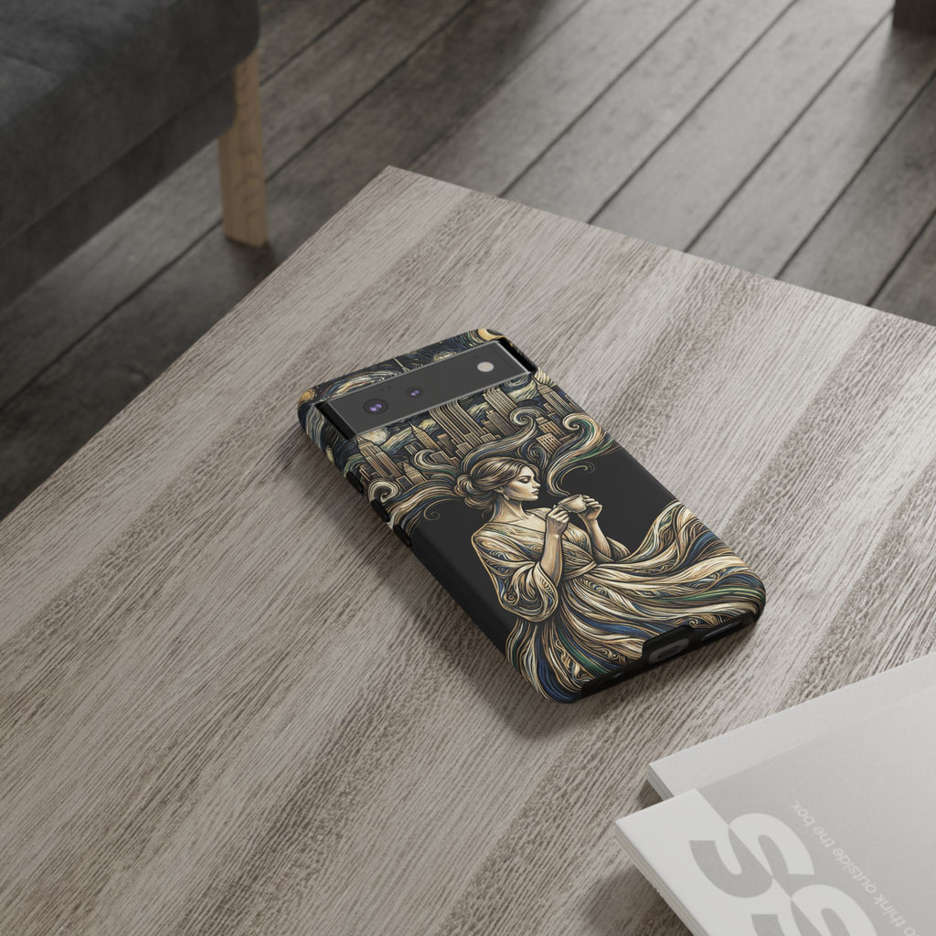 Custodia per telefono Google Pixel "Donna paesaggio urbano vintage"