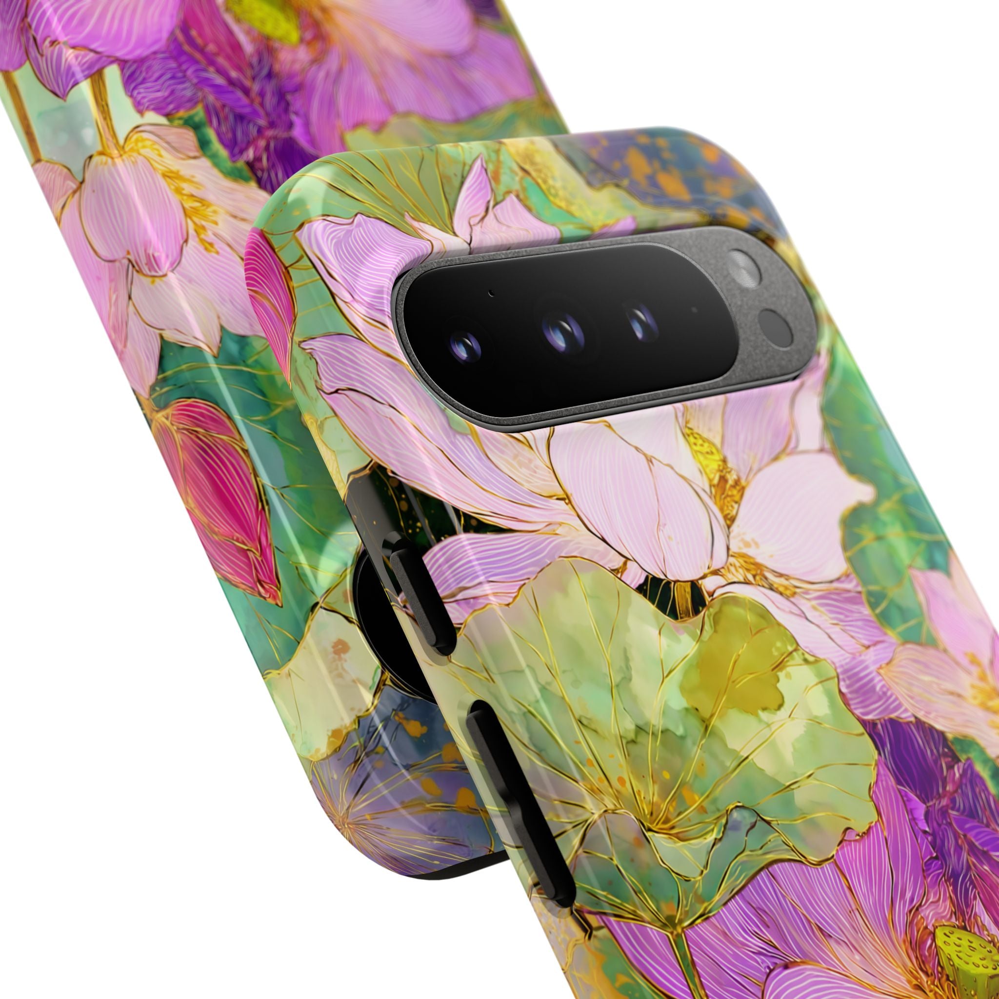 Floral Watercolor Tough Google Pixel Phone Case | Pink Lotus Garden Protective Cover