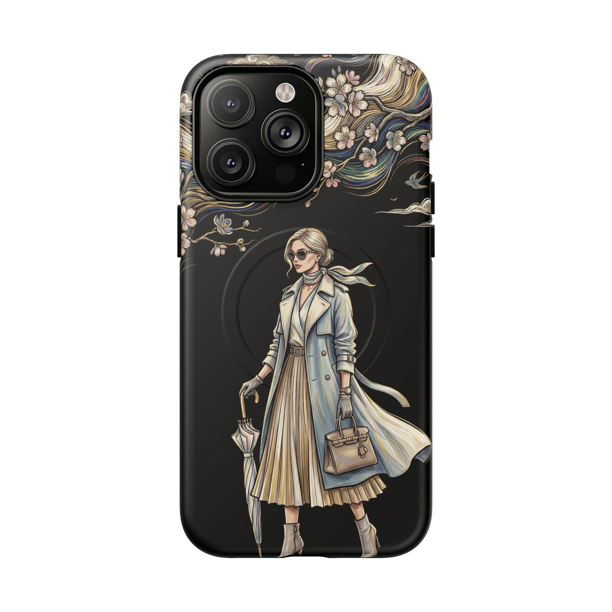 Vintage Chic MagSafe iPhone Case | Stylish Woman Illustration
