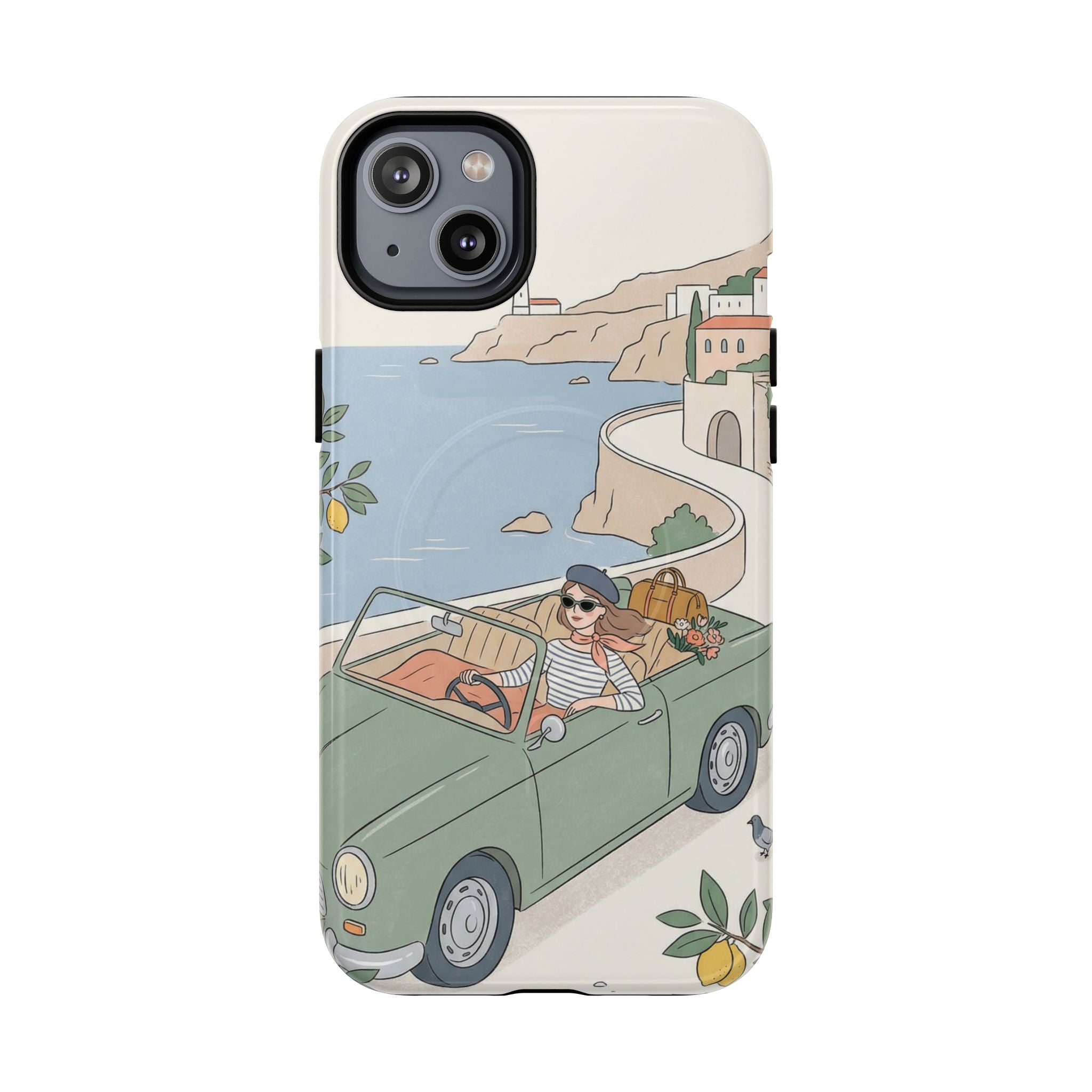 Retro Coastal Road Trip Design MagSafe iPhone Case