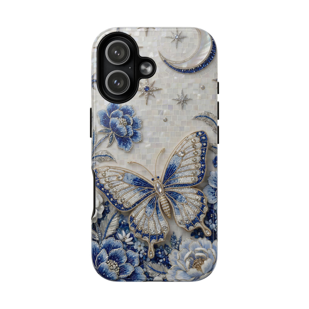 Blue Moon Butterfly MagSafe iPhone Case | Floral Protective Tough Case