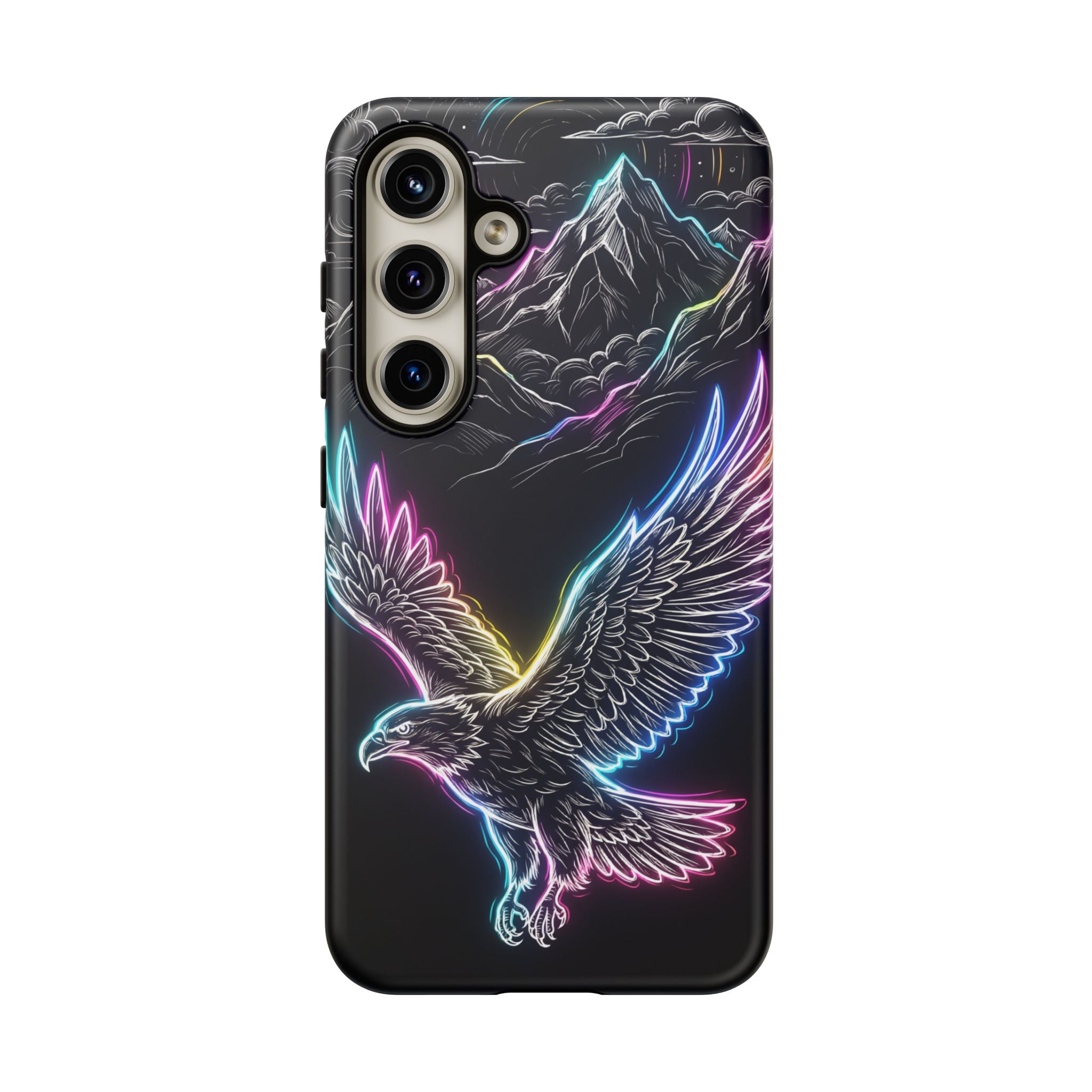 Neon Eagle Samsung Galaxy Phone Case with Mountain Design