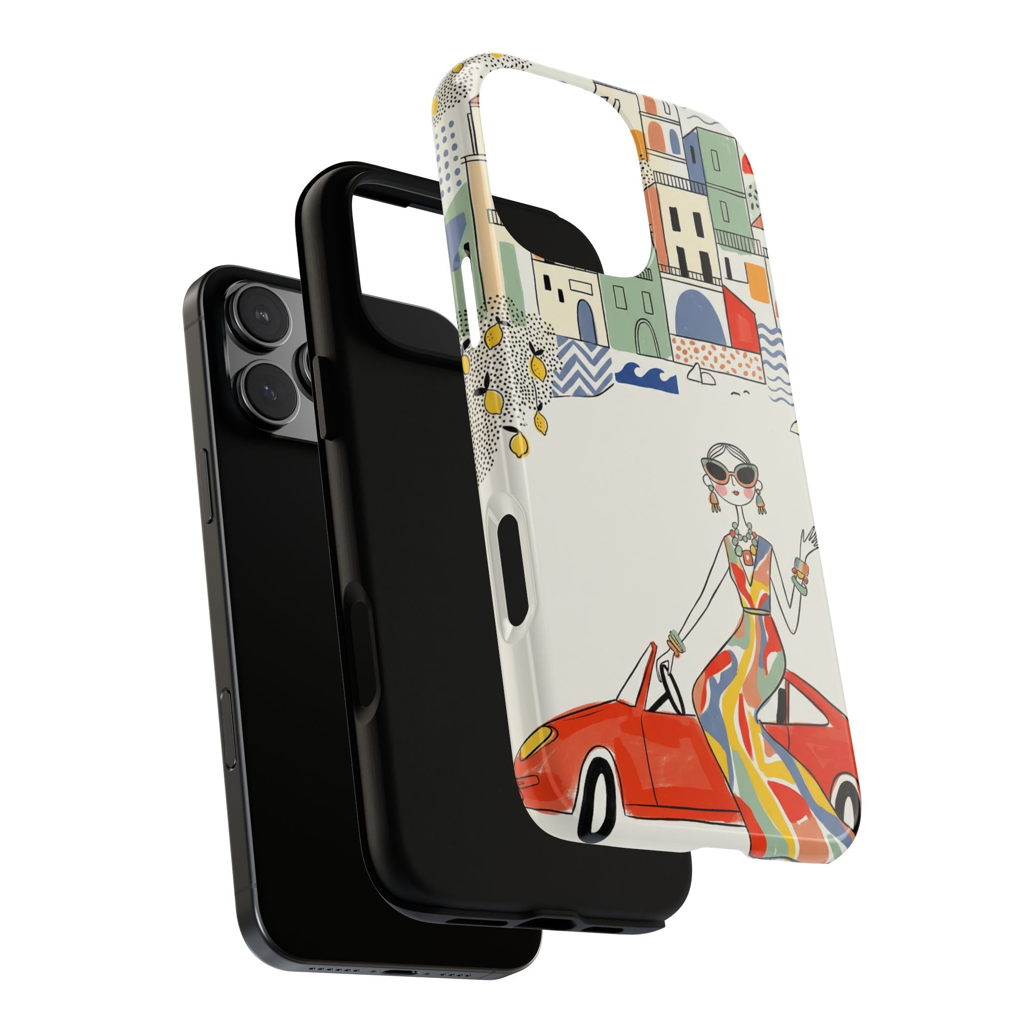 Elegante Cover Riviera per iPhone | Design Chic Donna Retrò in Decappottabile