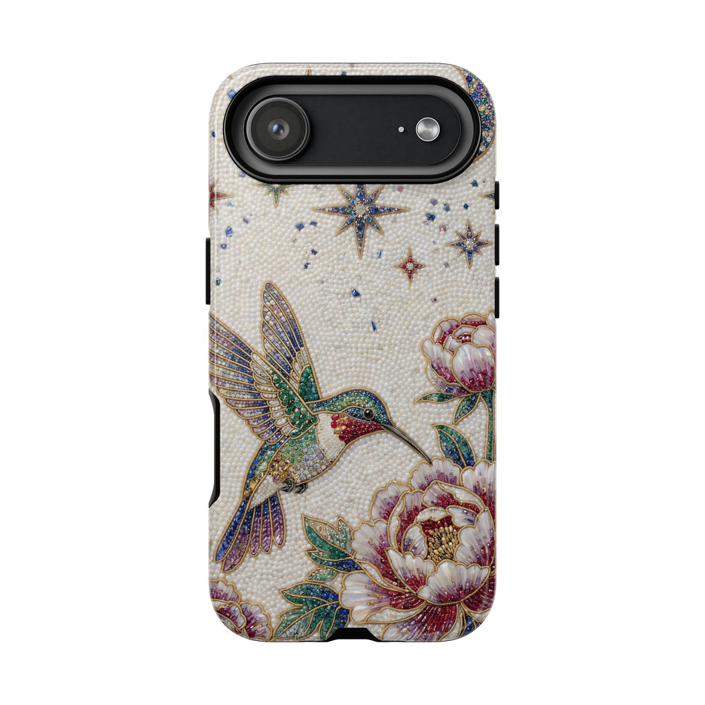 Hummingbird Moon Tough iPhone Case | Floral Celestial Protective Cover