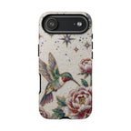 Hummingbird Moon Tough iPhone Case | Floral Celestial Protective Cover