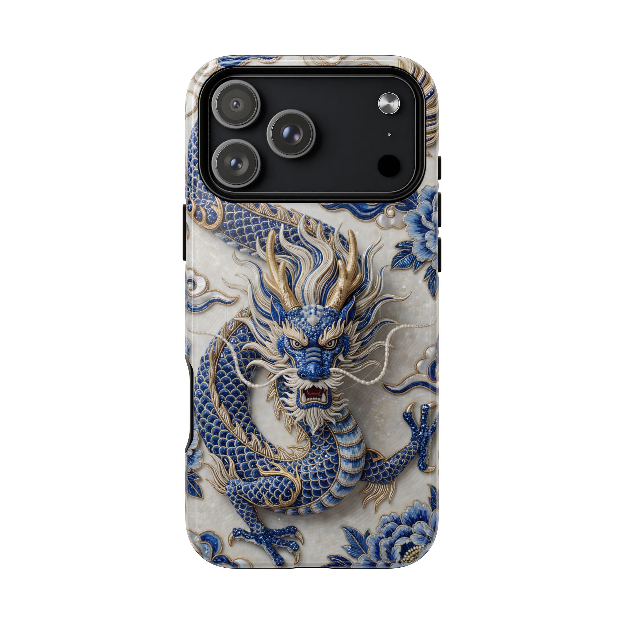 Asian Zodiac Dragon MagSafe iPhone Case | Blue & White Porcelain Luxury Protective Case | Year of the Dragon Gift