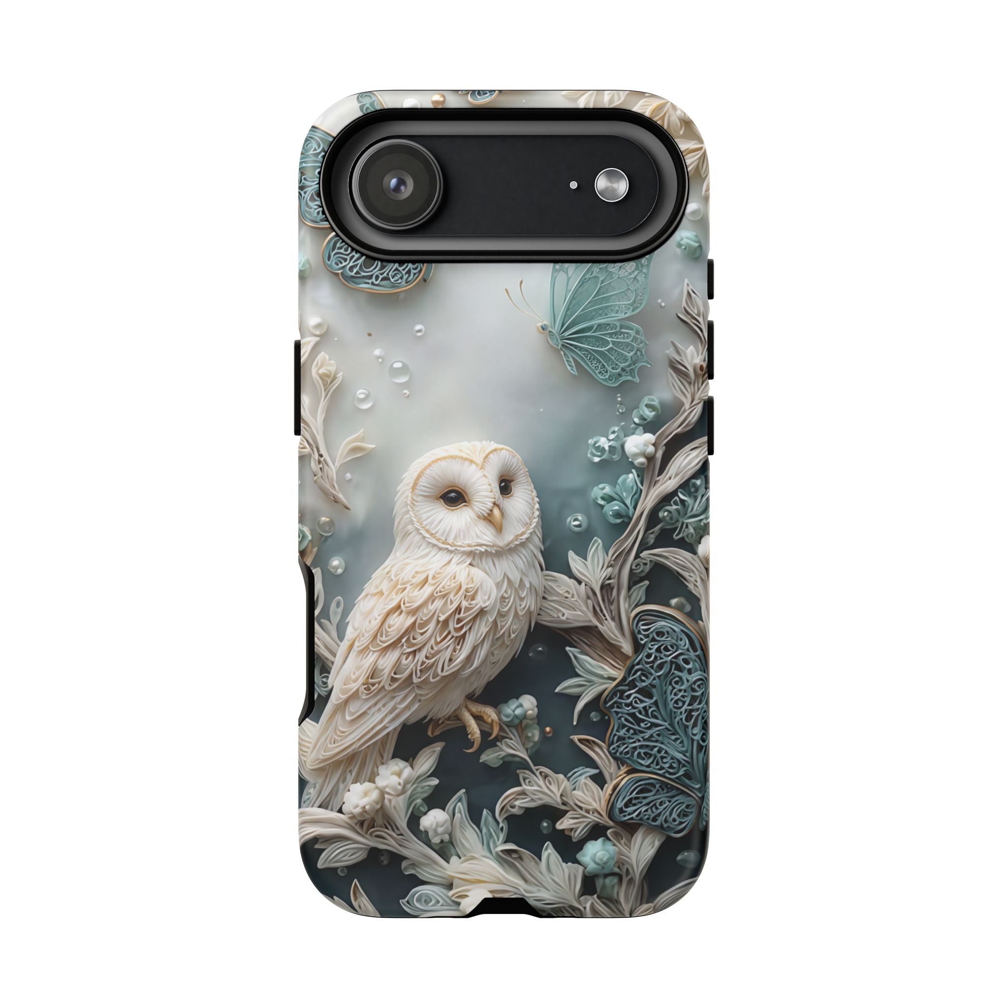 Barn Owl & Butterflies Tough iPhone Case