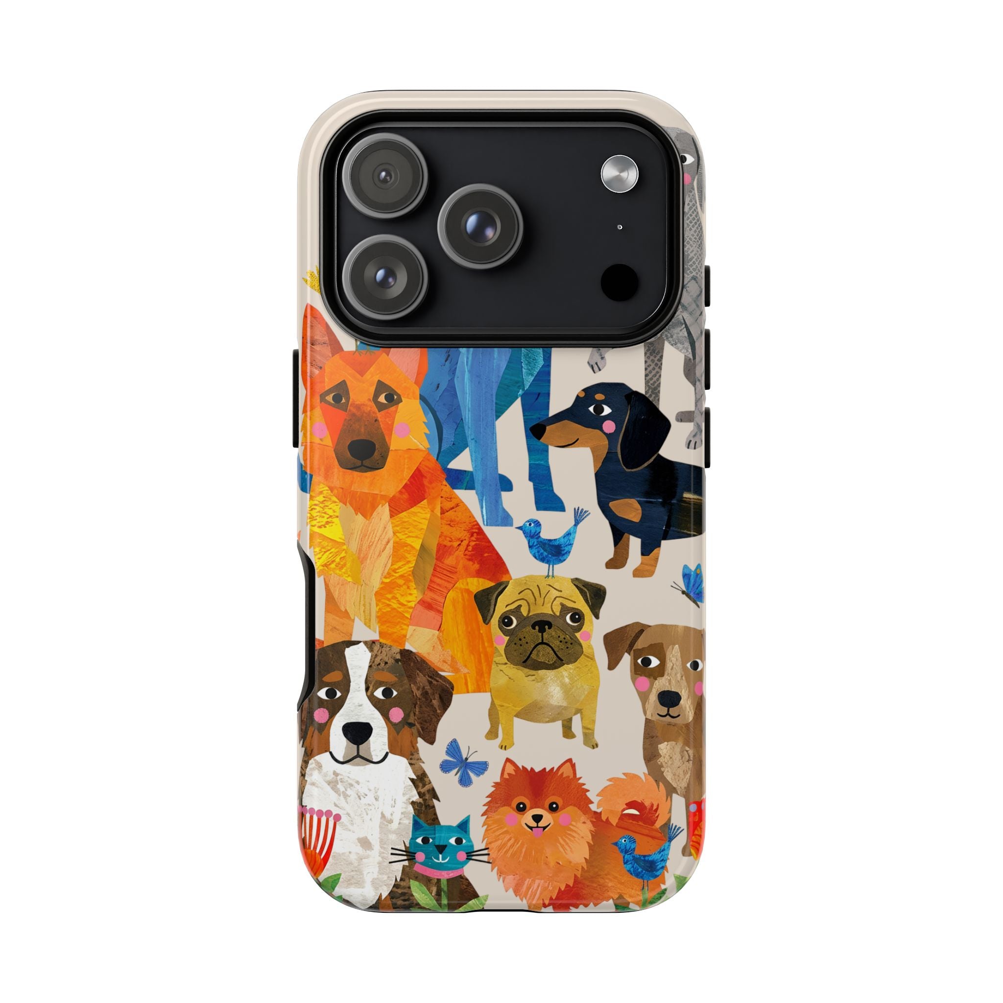 Colorful Dogs Pattern iPhone Case | Cute Watercolor Puppy Design Tough Case