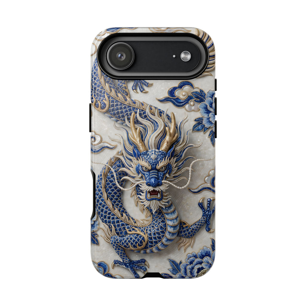 Asian Zodiac Dragon iPhone Case | Blue & White Porcelain Luxury Protective Case | Year of the Dragon Gift