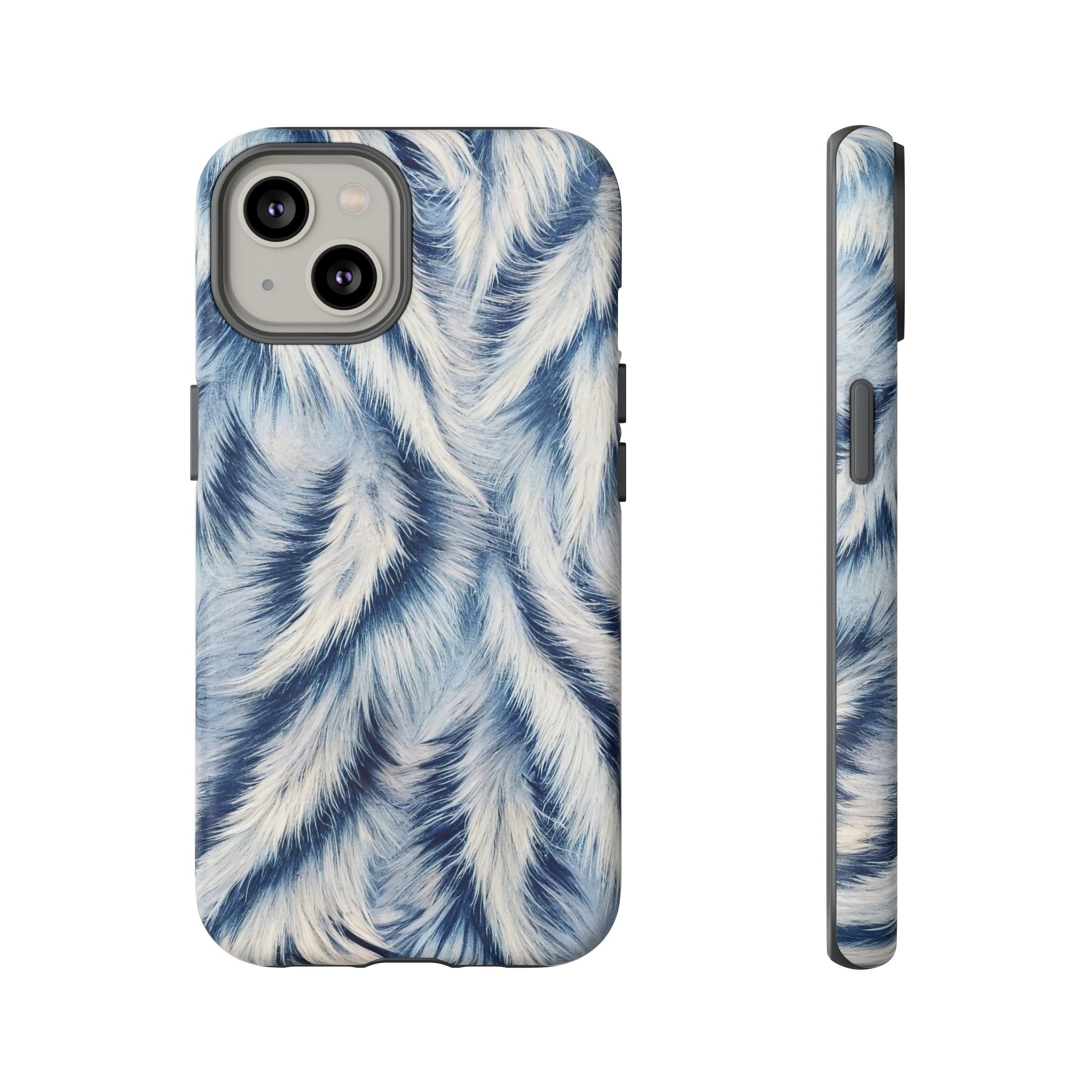 Blue Faux Fur Texture Protective Tough iPhone Case