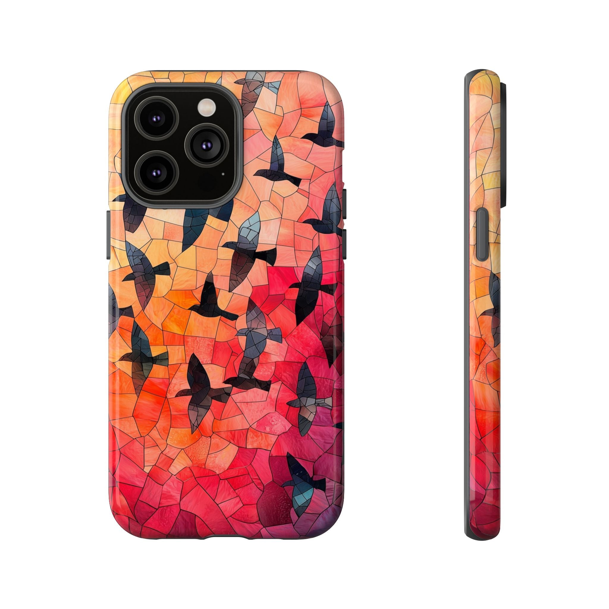 Stained Glass Mosaic Sunset Birds iPhone Case