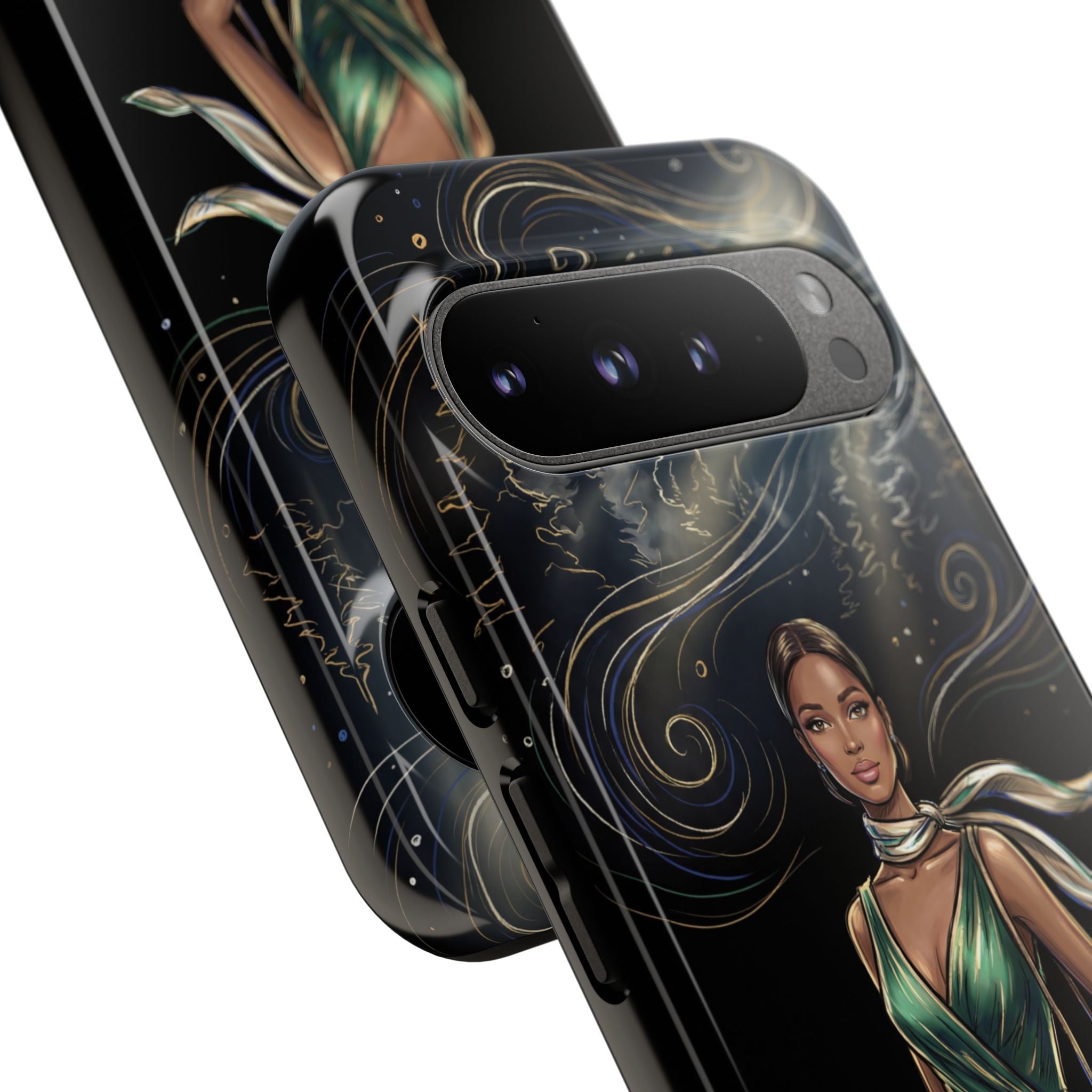 Elegant Woman in Green Dress Art Protective Tough Google Pixel Phone Case